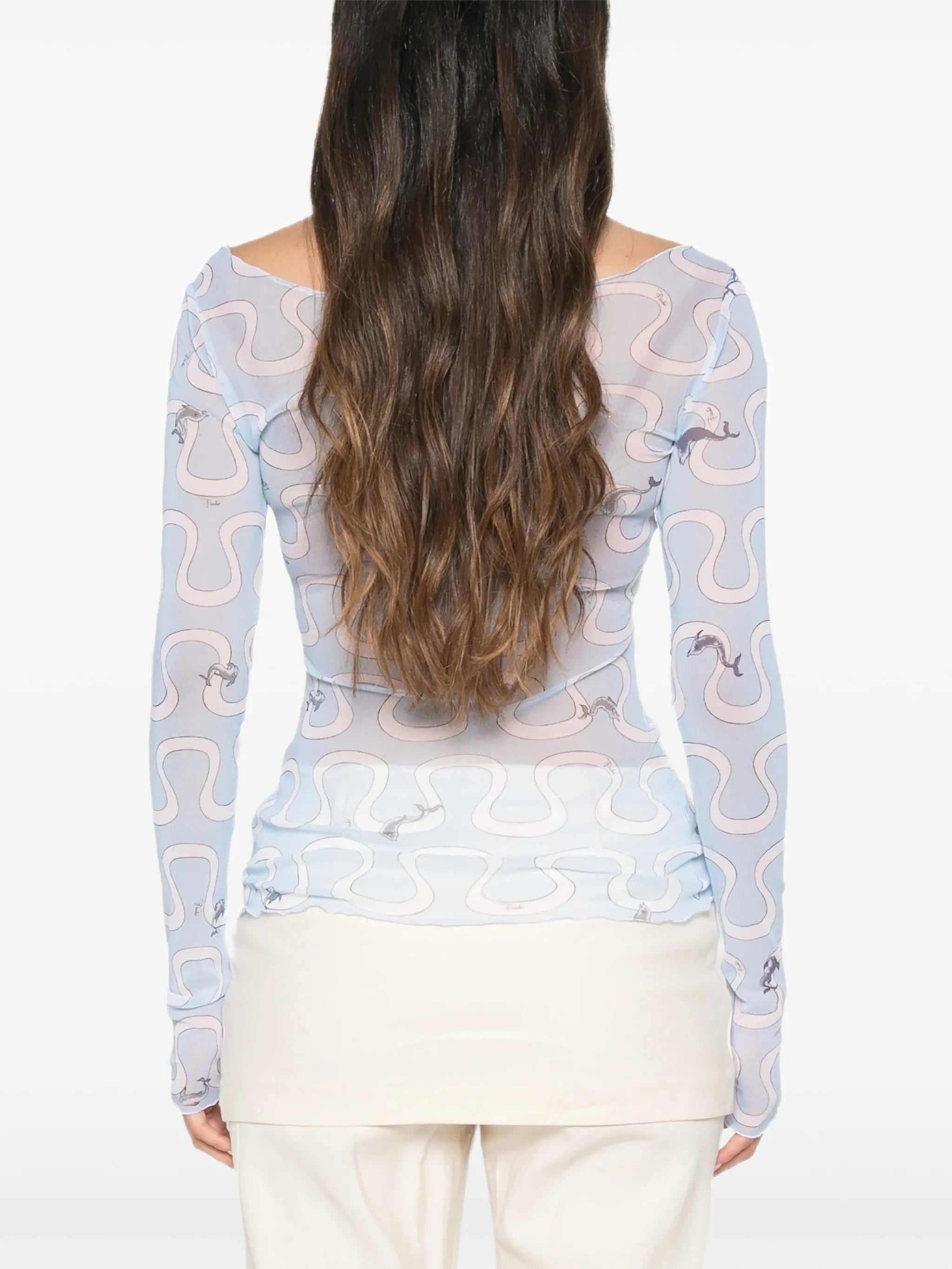 graphic-print long-sleeve top