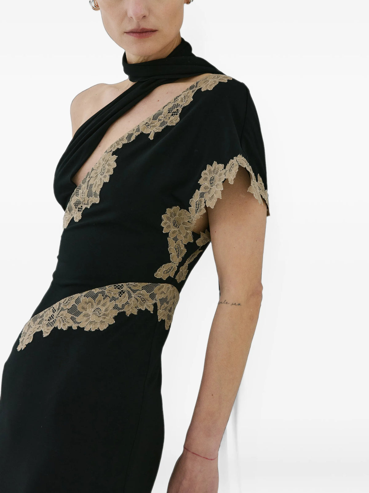 Fenella lace-trim midi dress
