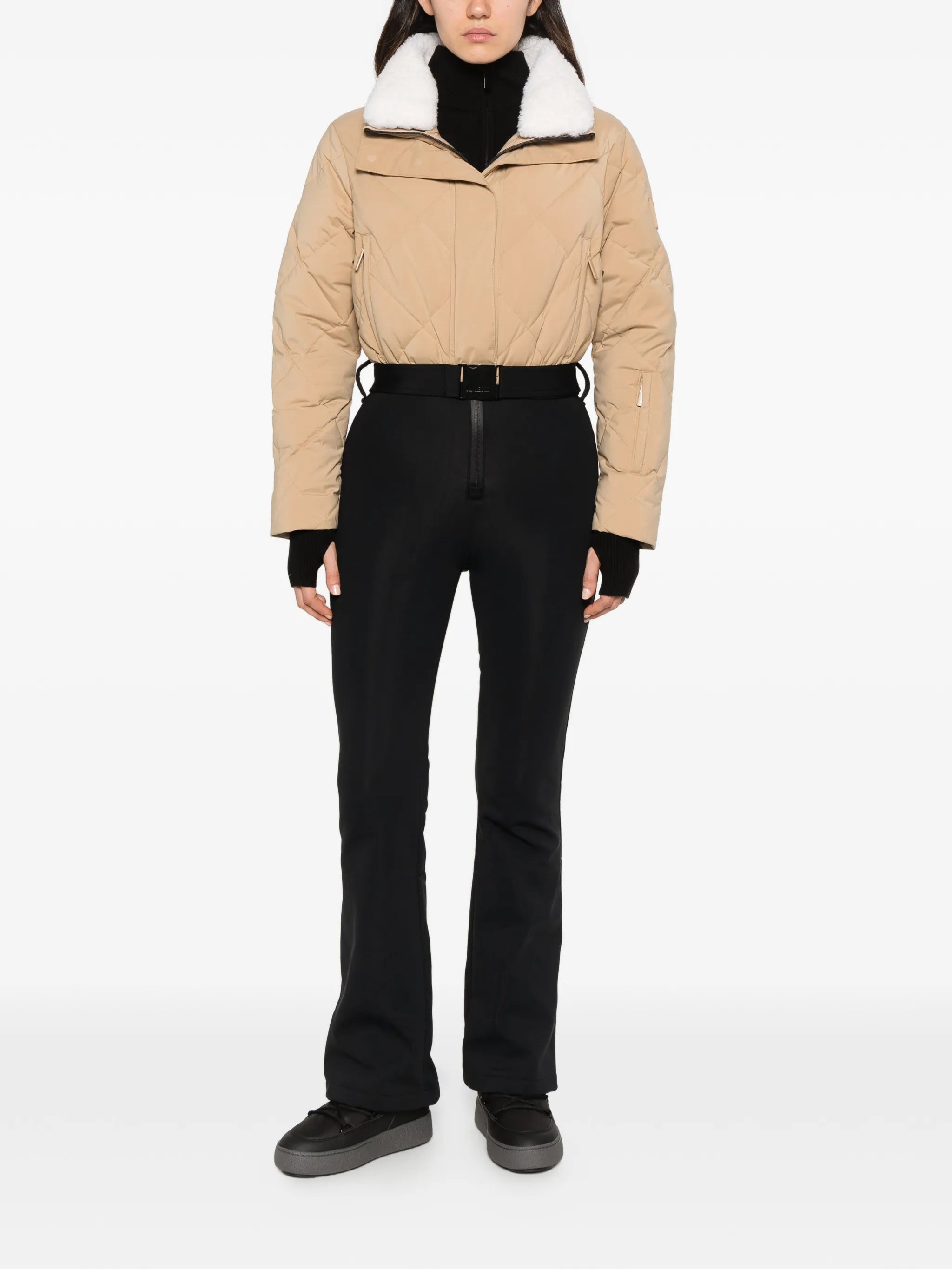 Saskia belted quilted ski suit