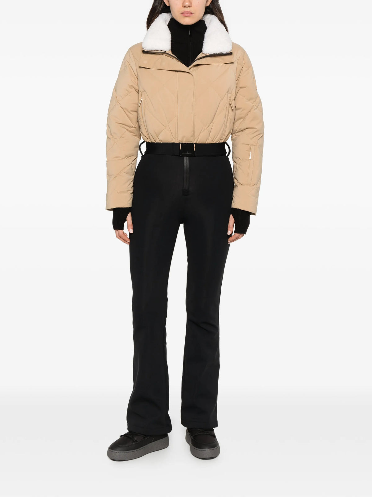 Saskia belted quilted ski suit