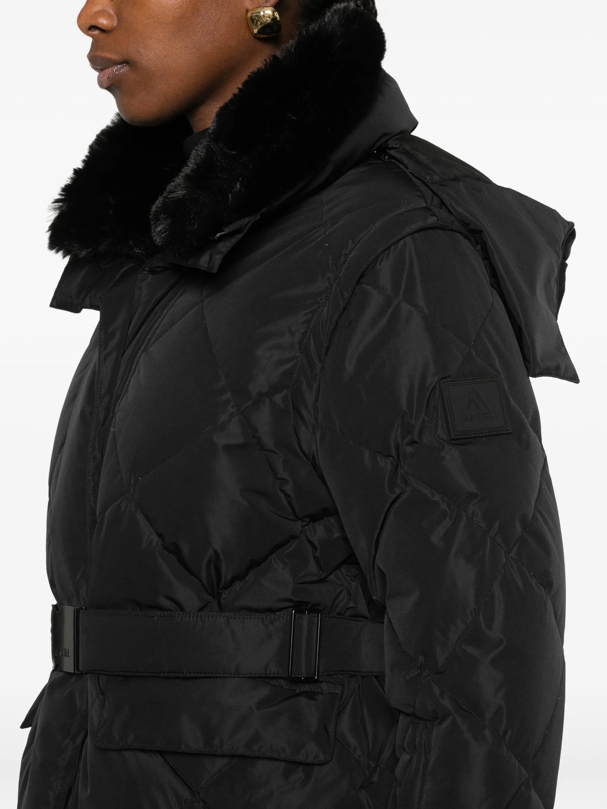 Bettina diamond-quilted belted ski jacket