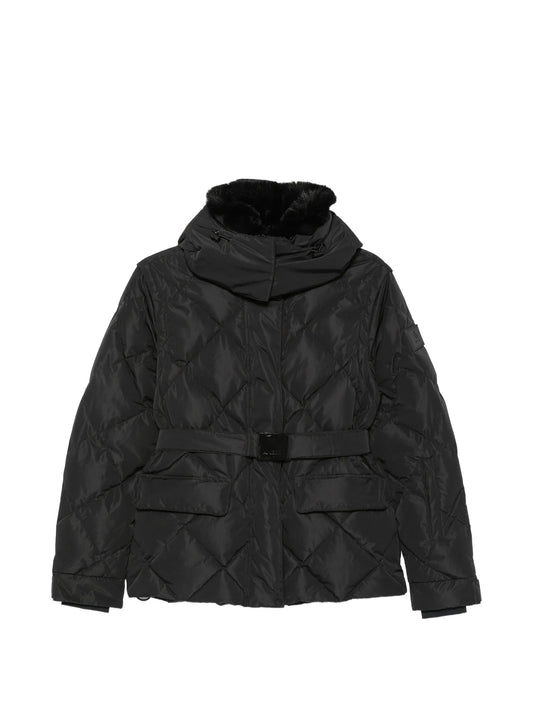 Bettina diamond-quilted belted ski jacket