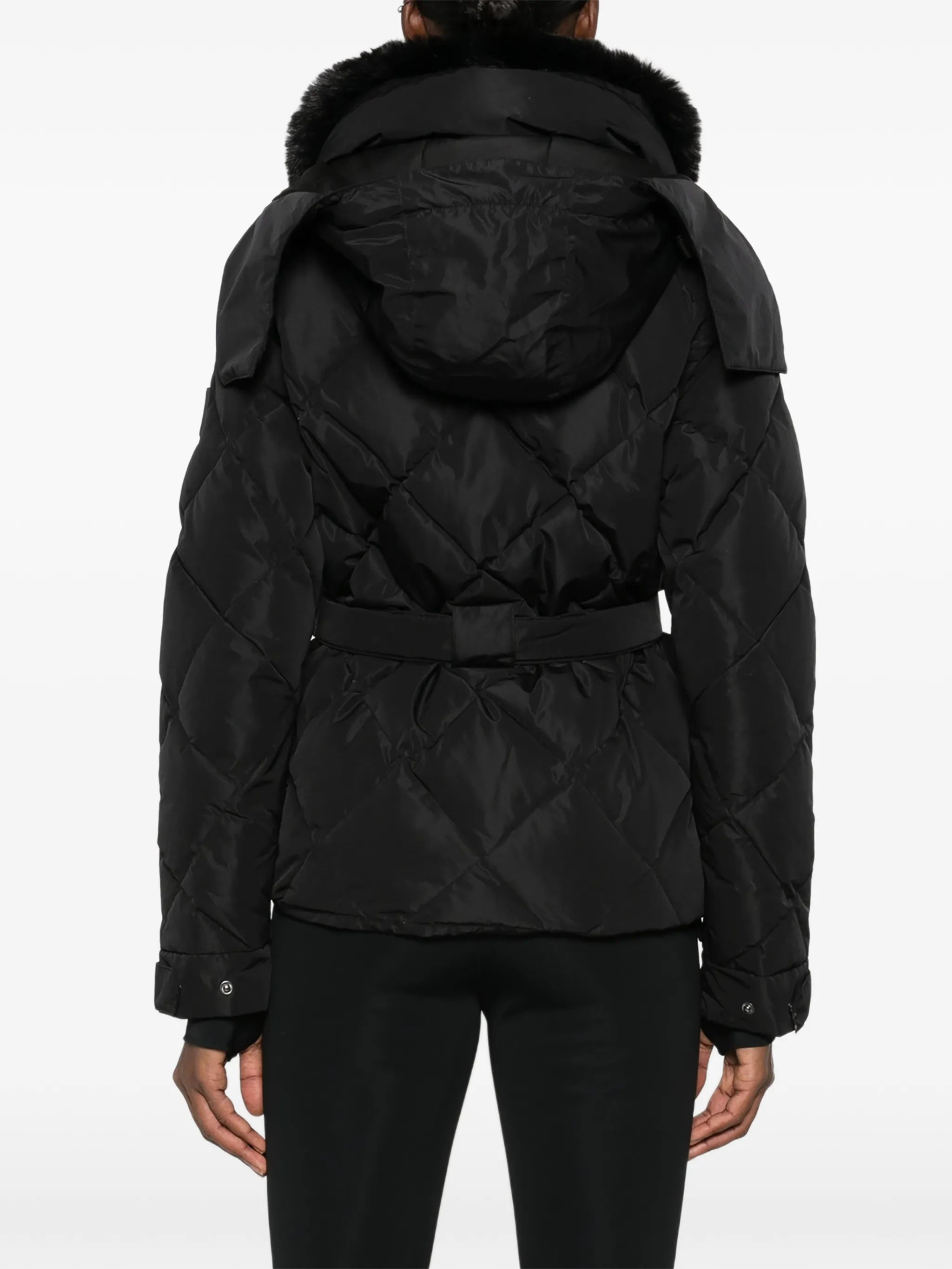 Bettina diamond-quilted belted ski jacket