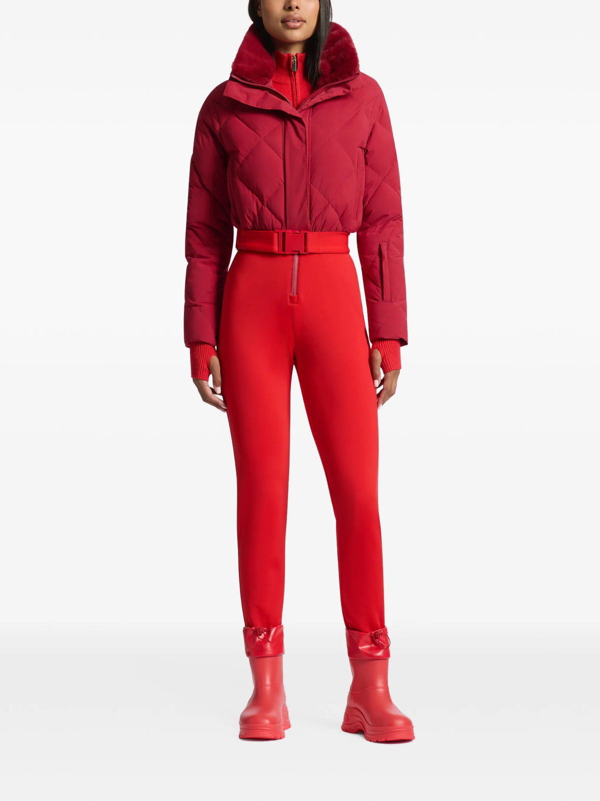 Saskia diamond-pattern ski suit