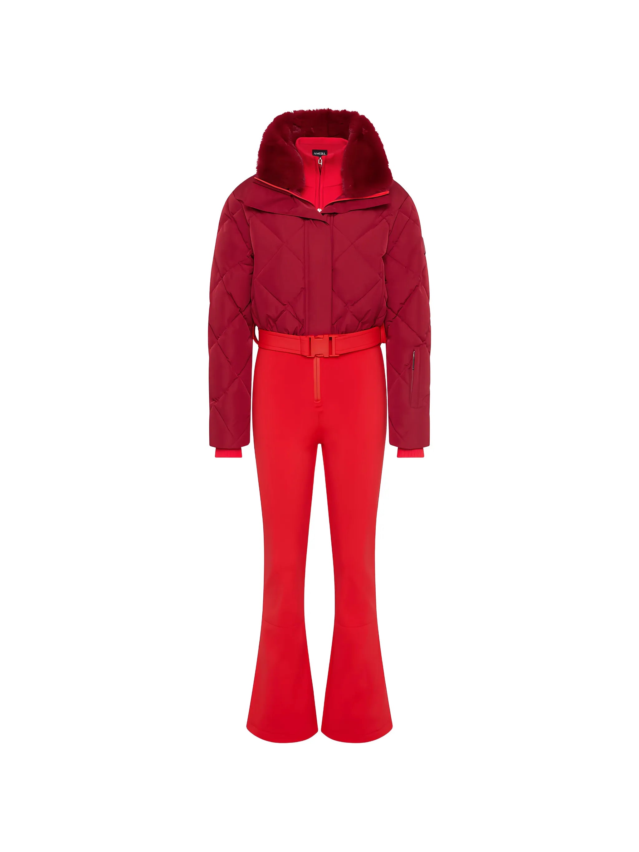Saskia diamond-pattern ski suit
