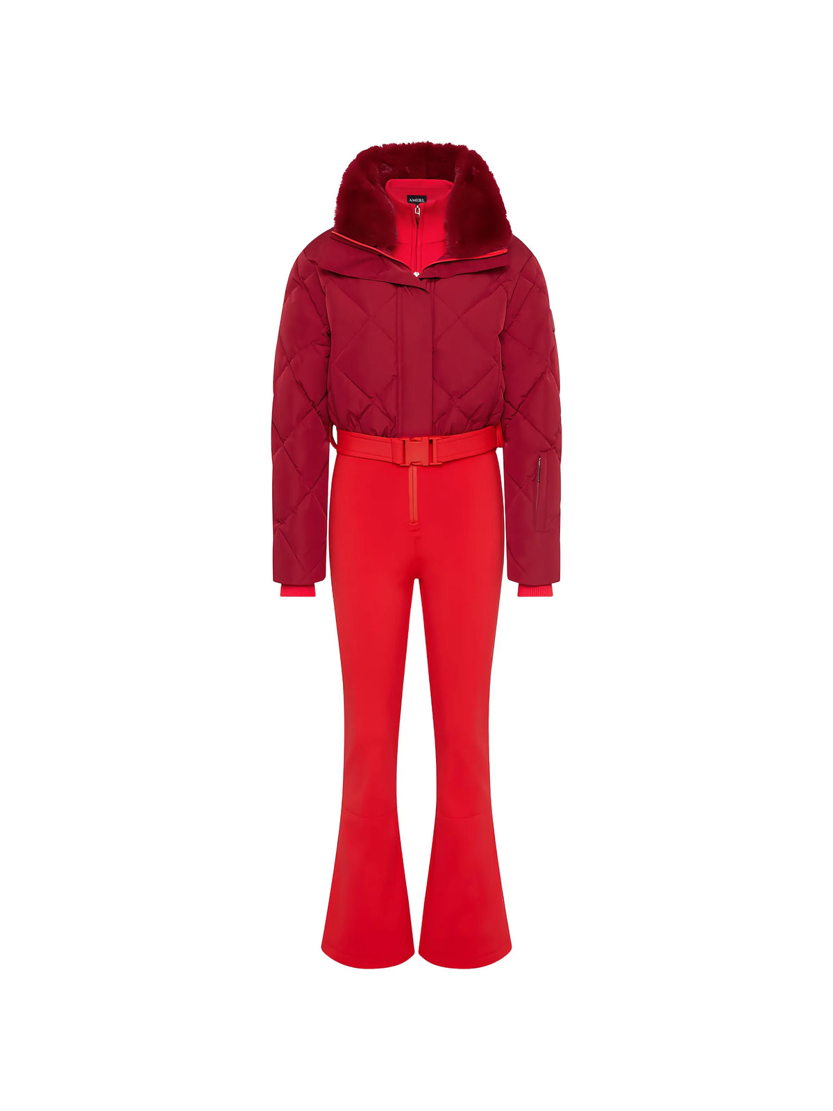 Saskia diamond-pattern ski suit