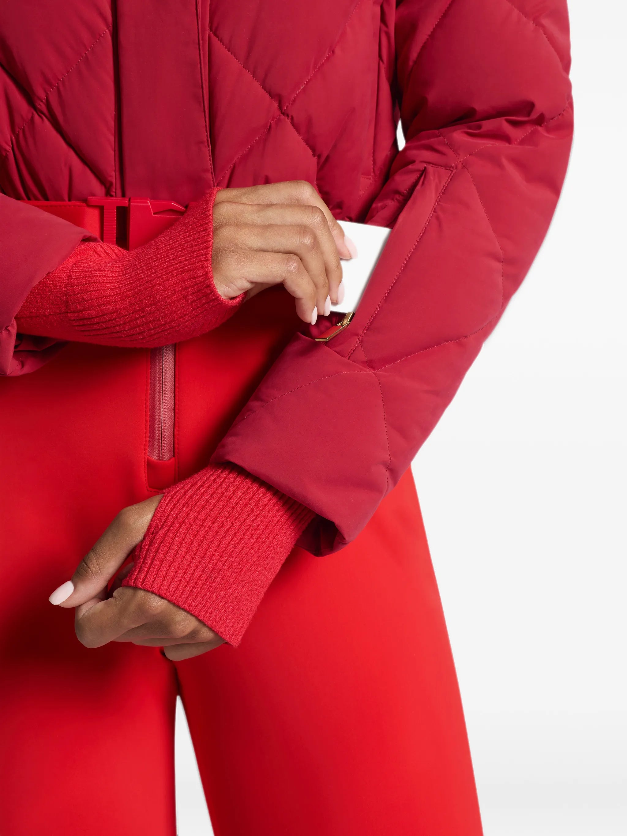 Saskia diamond-pattern ski suit