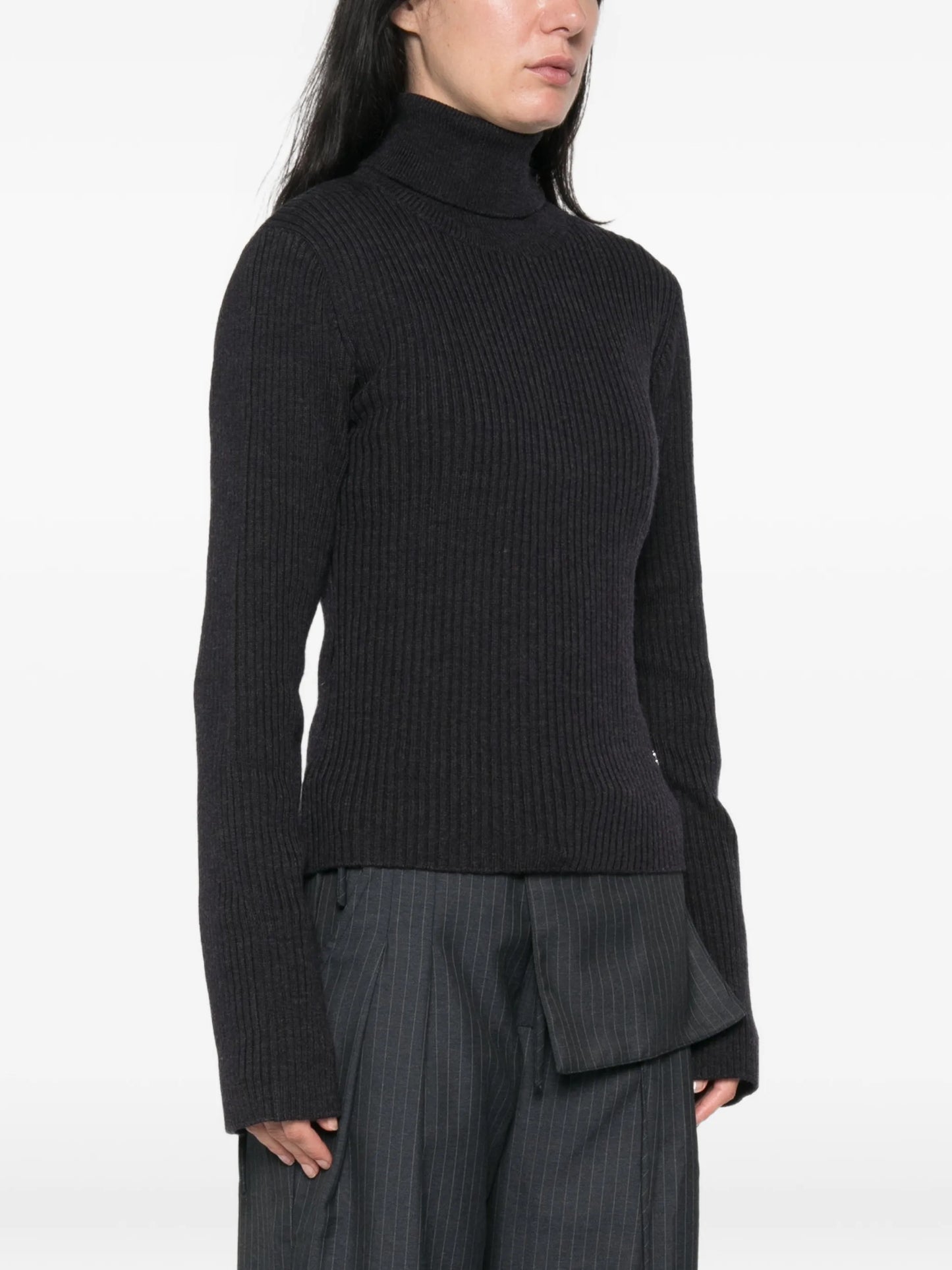 ribbed-knit roll-neck sweater