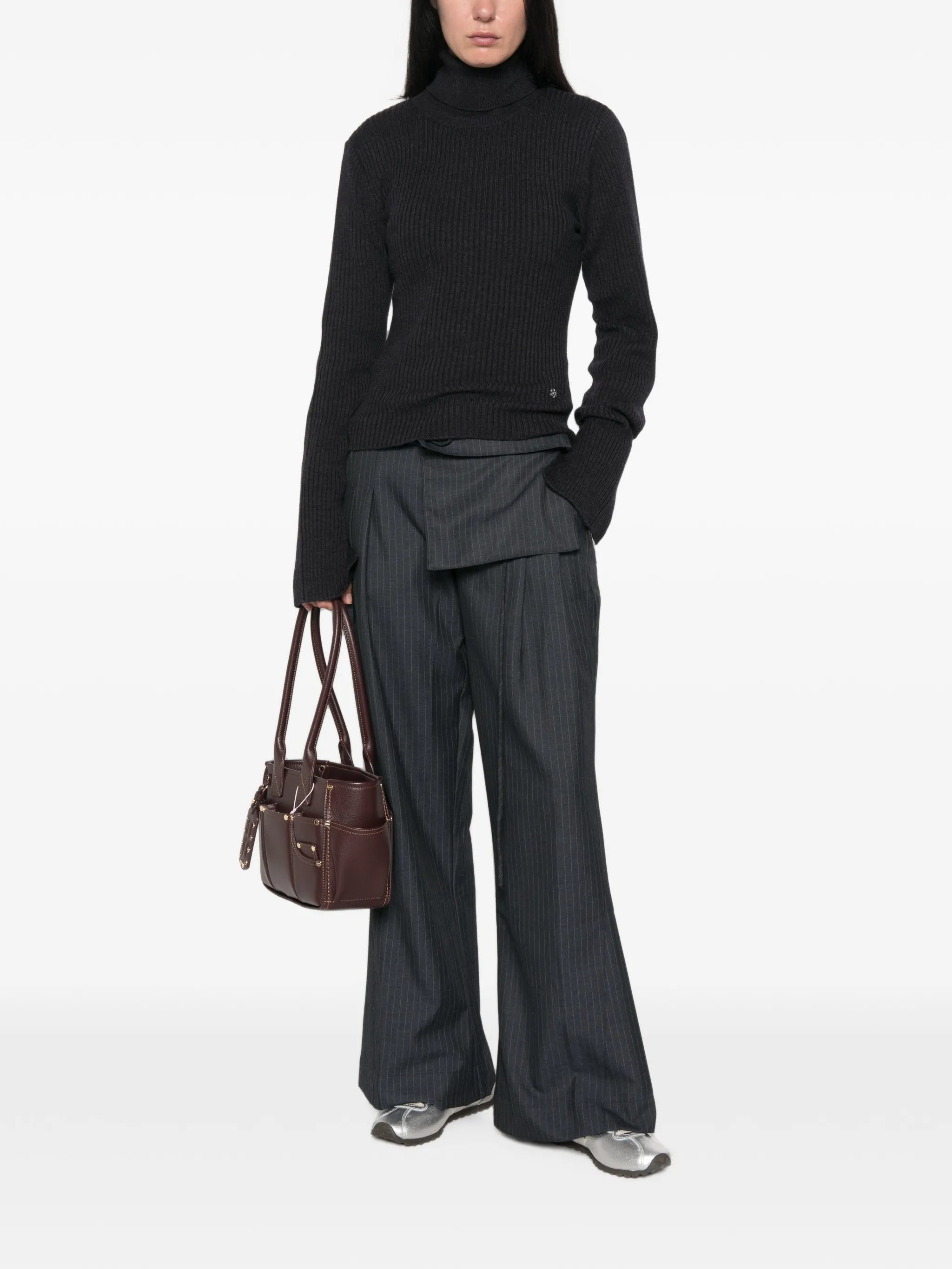 ribbed-knit roll-neck sweater