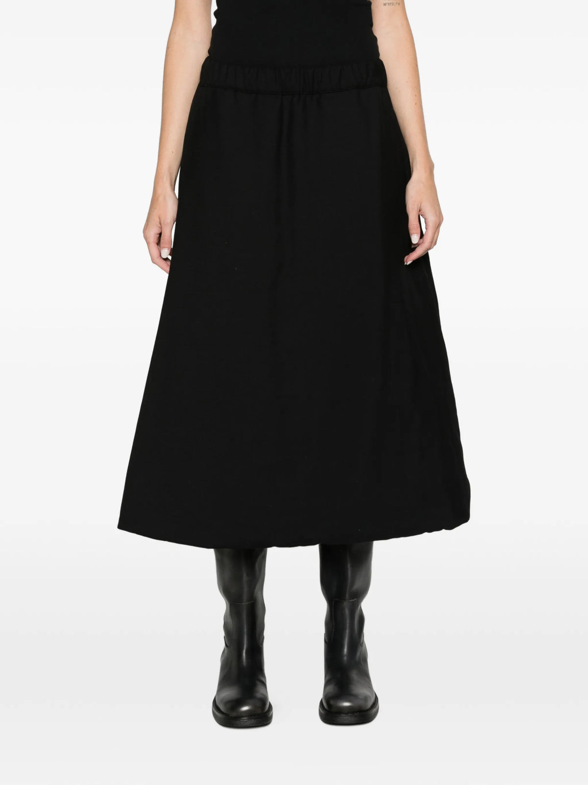 reversible wool twill padded midi skirt