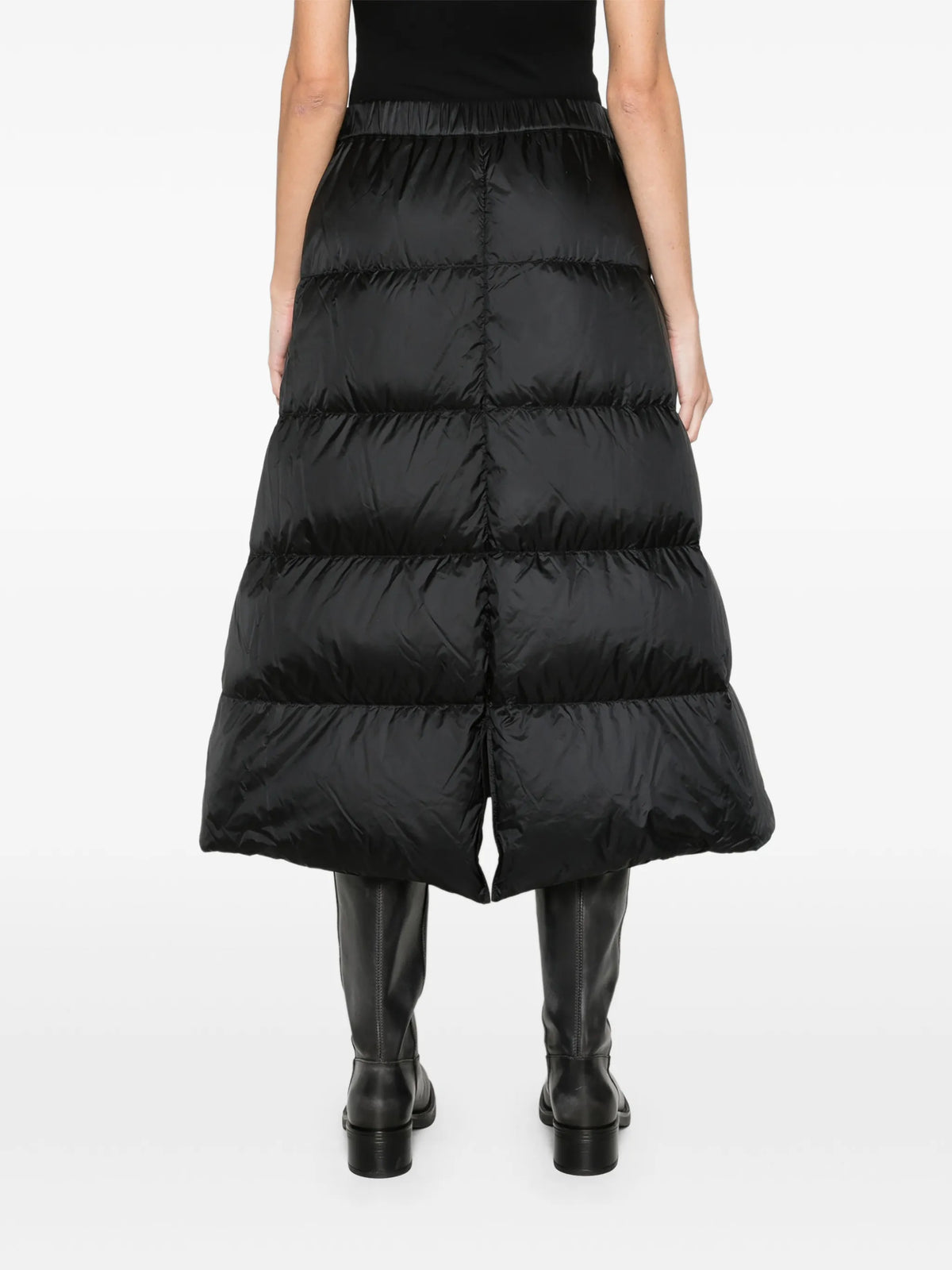 reversible wool twill padded midi skirt