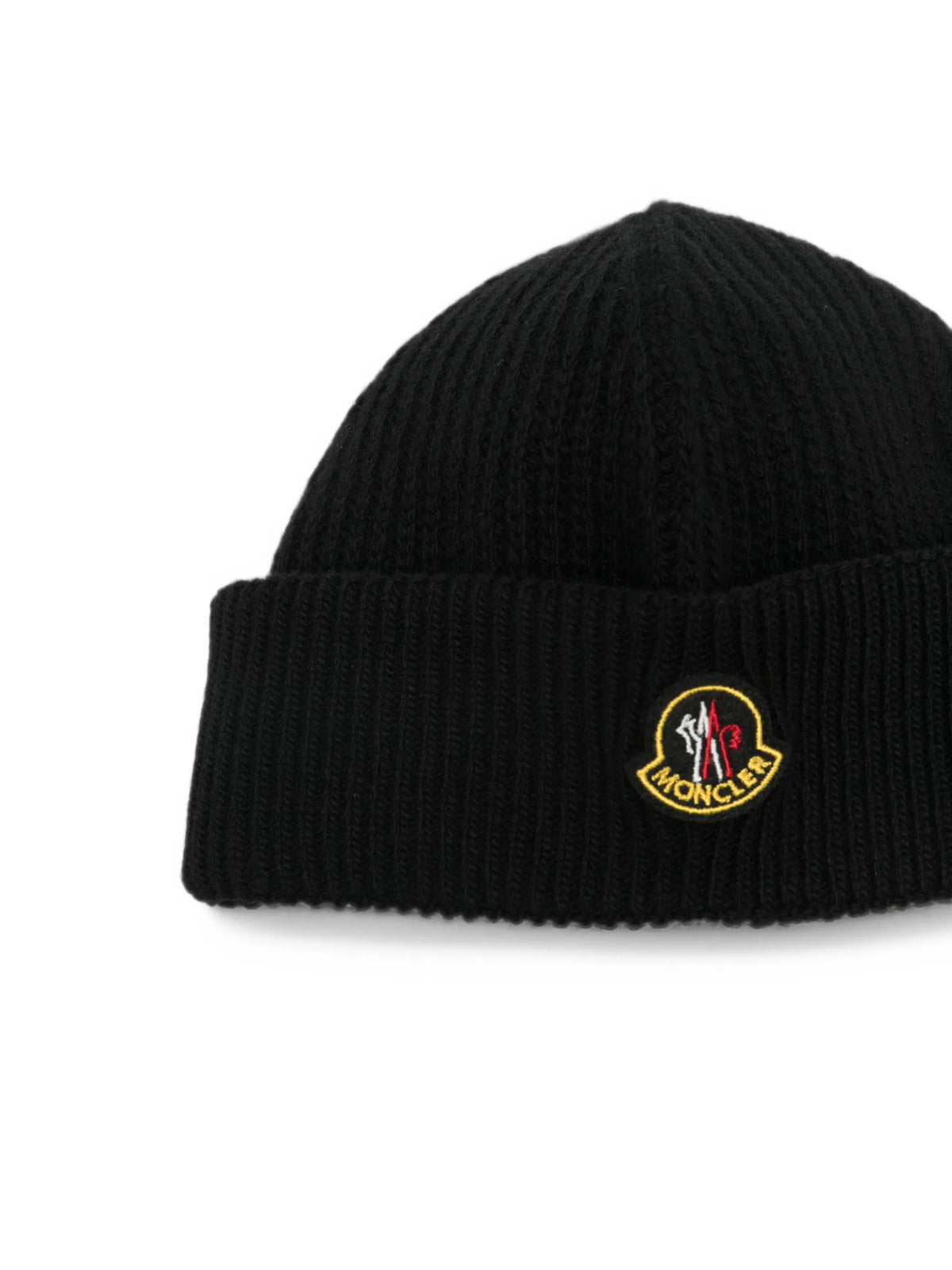 logo-patch ribbed beanie hat
