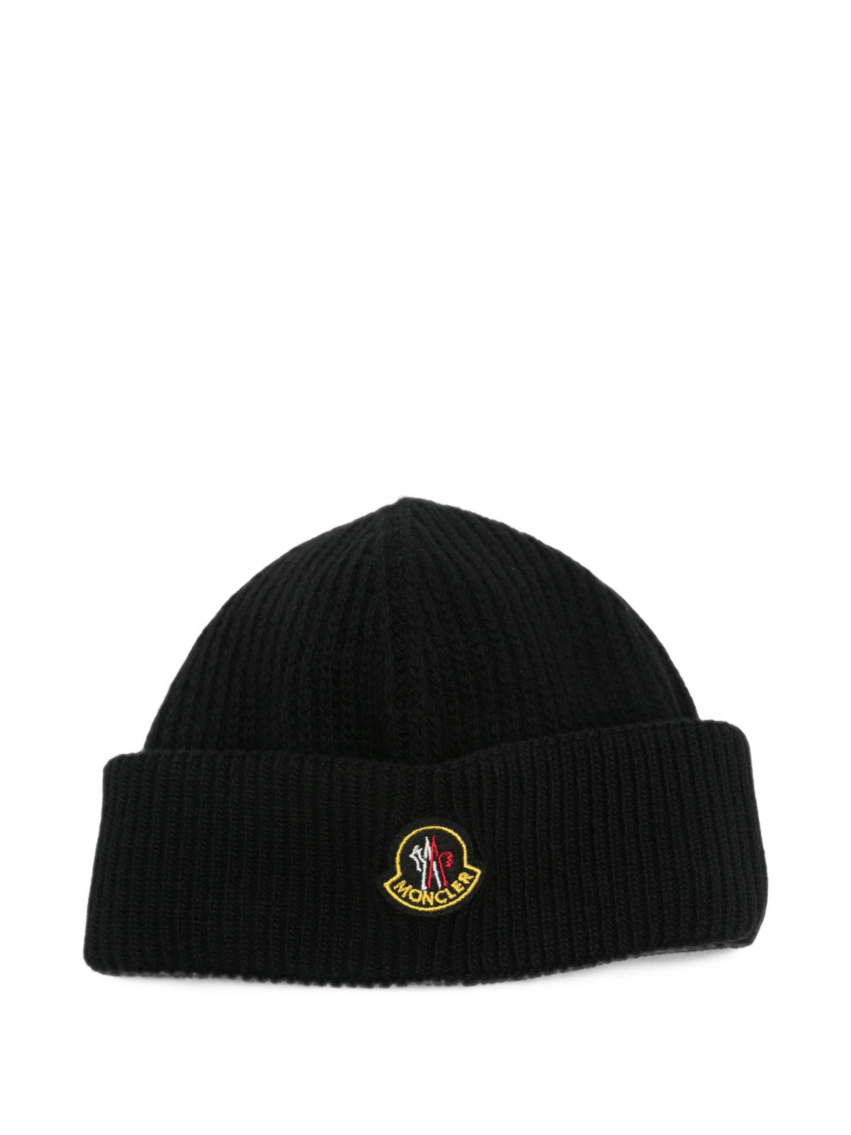 logo-patch ribbed beanie hat