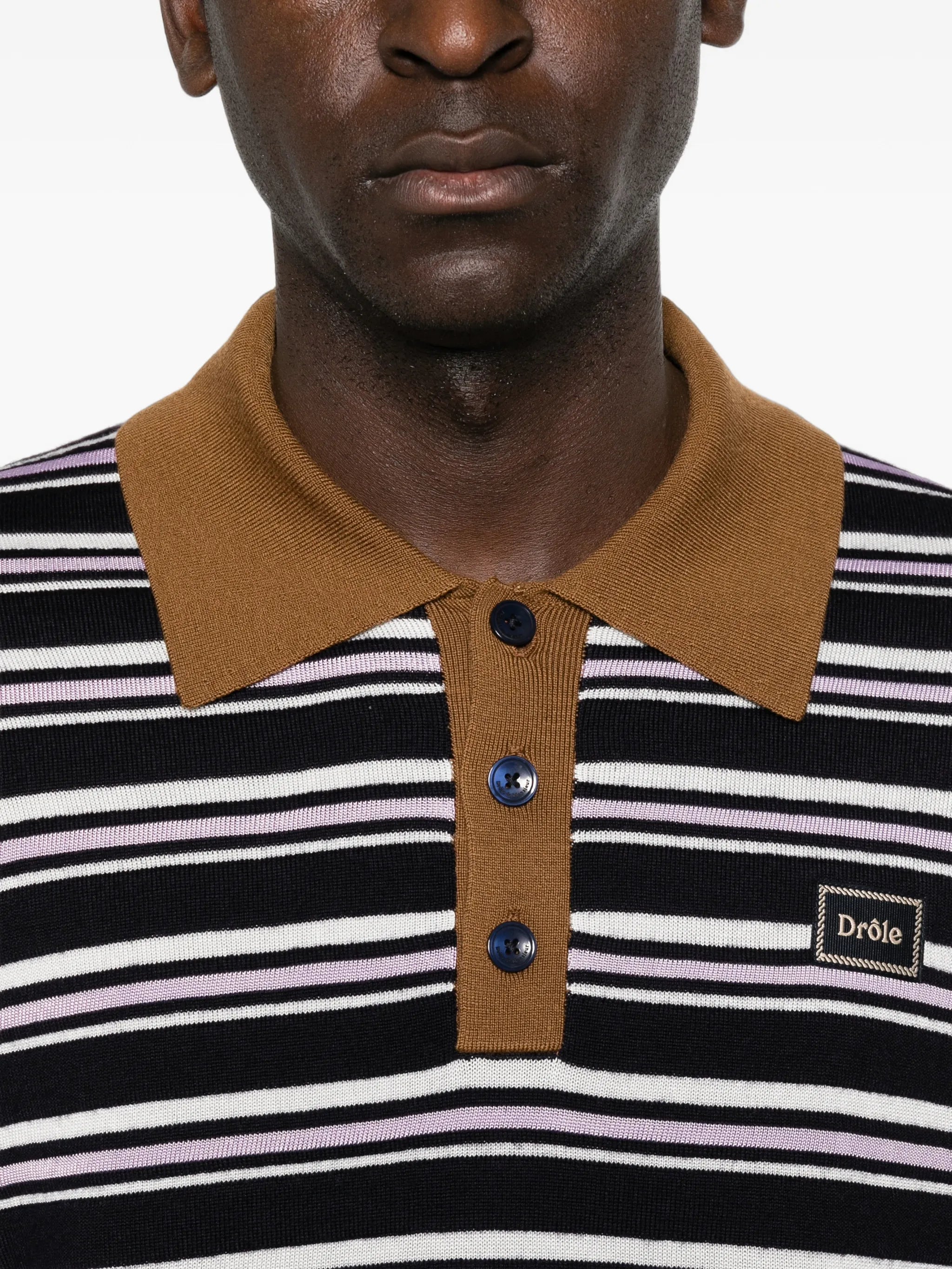 striped long-sleeve polo shirt