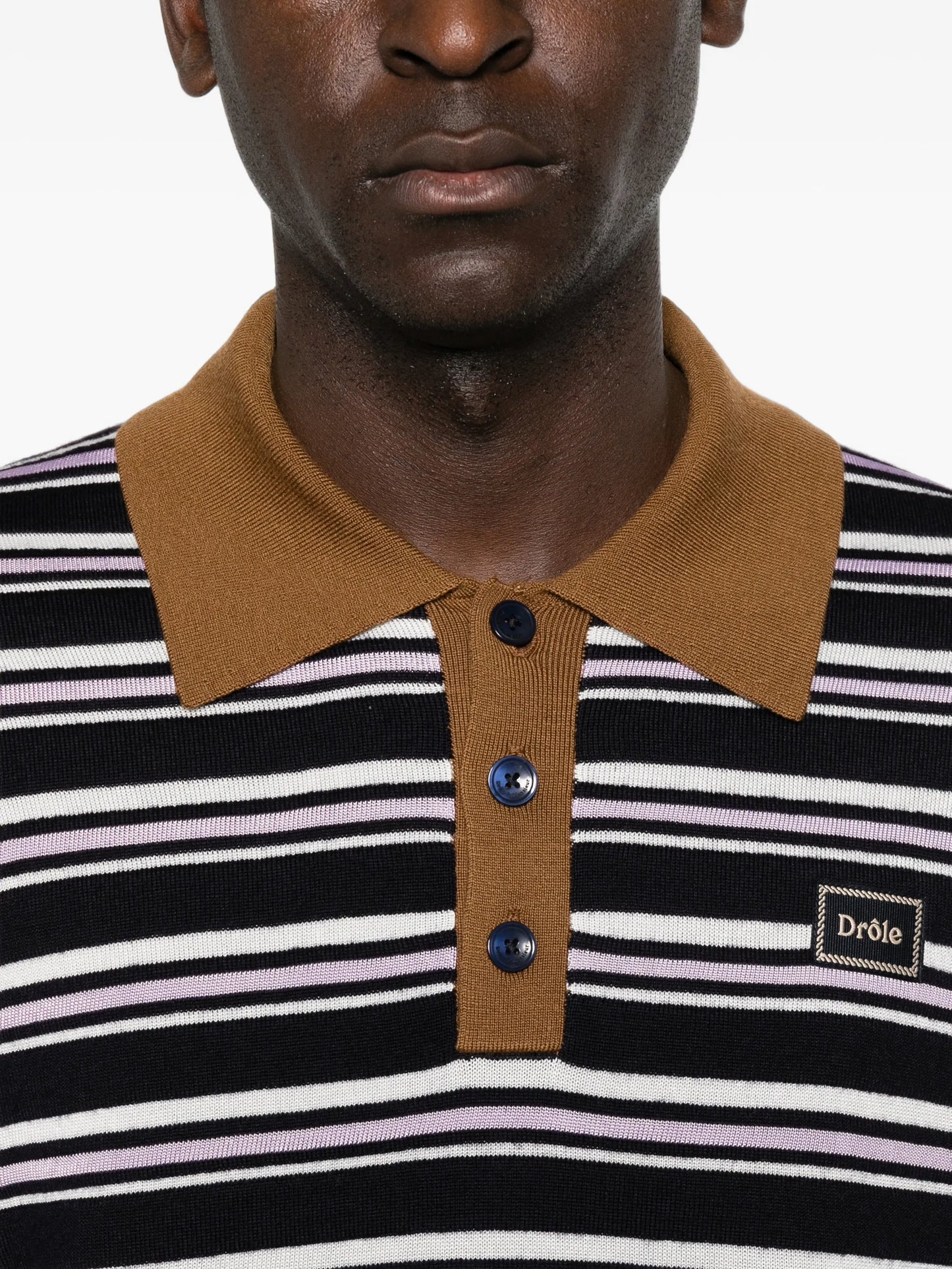 striped long-sleeve polo shirt