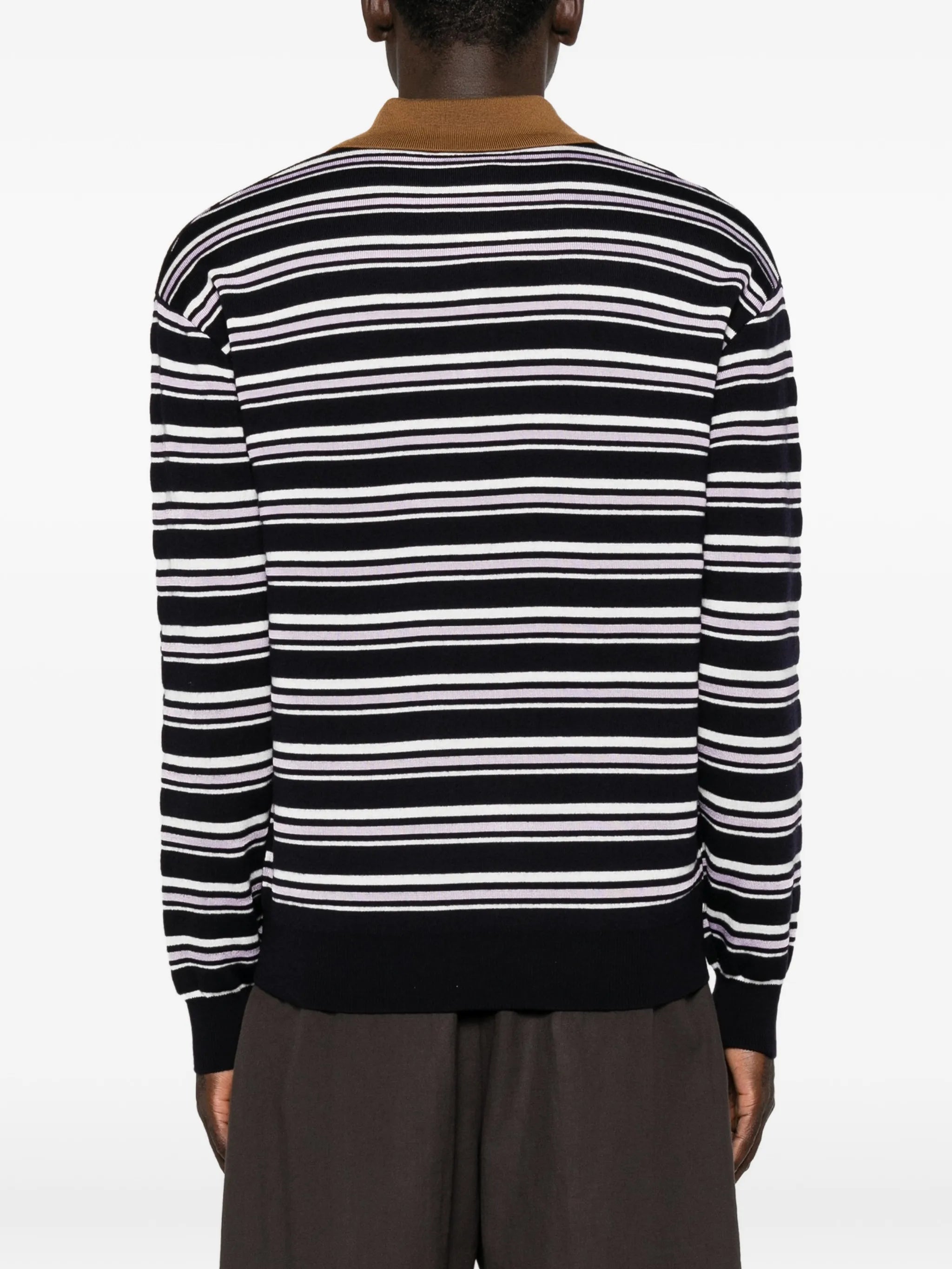 striped long-sleeve polo shirt