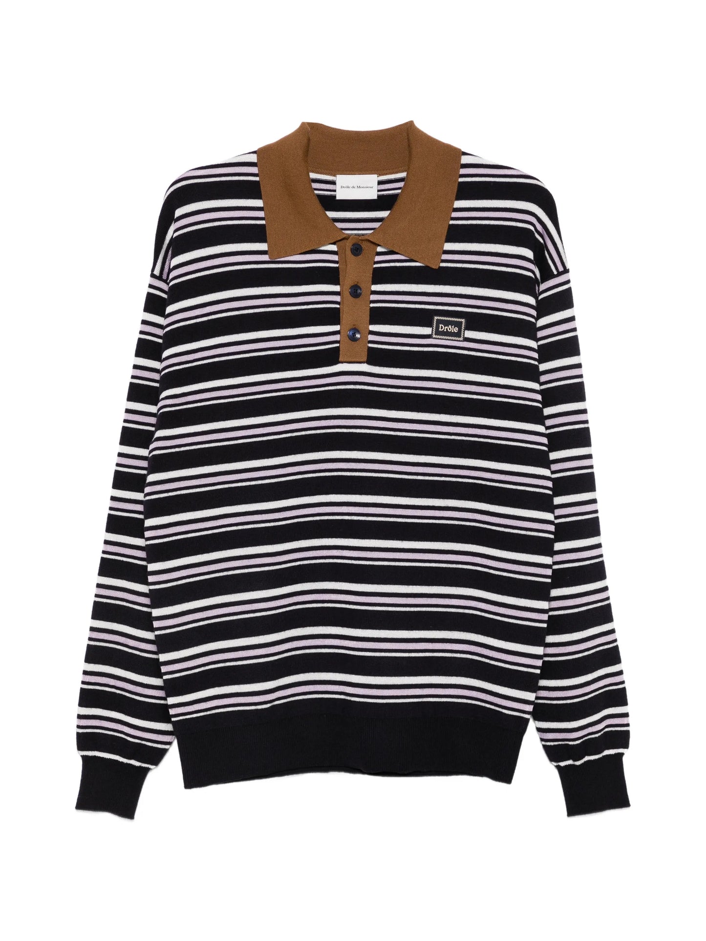 striped long-sleeve polo shirt
