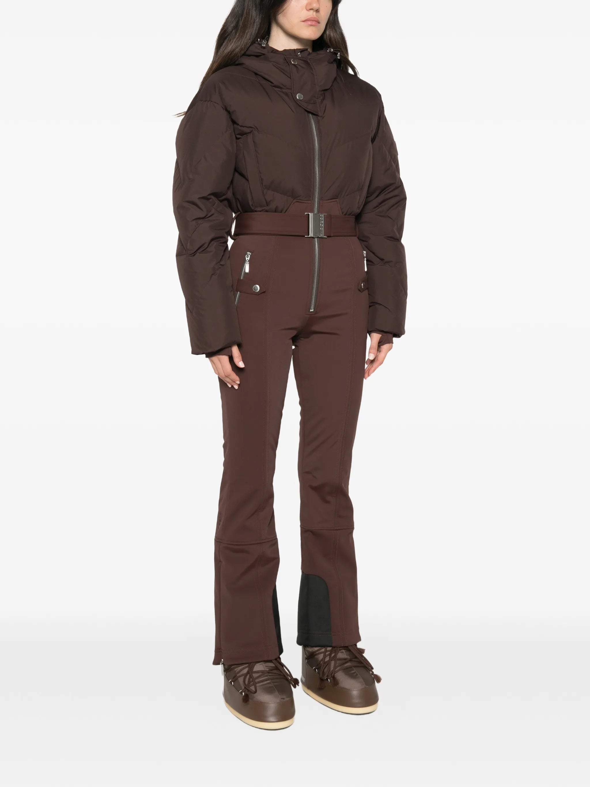 Ajax belted quilted ski suit