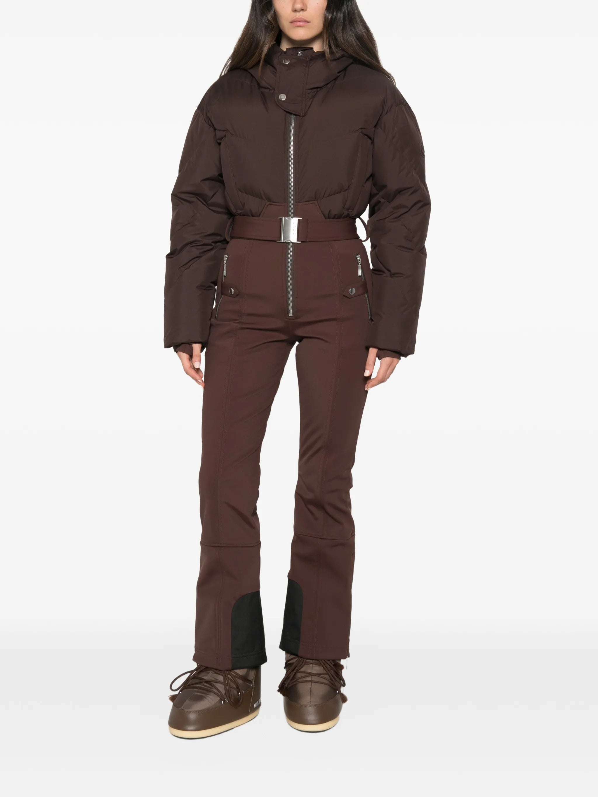 Ajax belted quilted ski suit