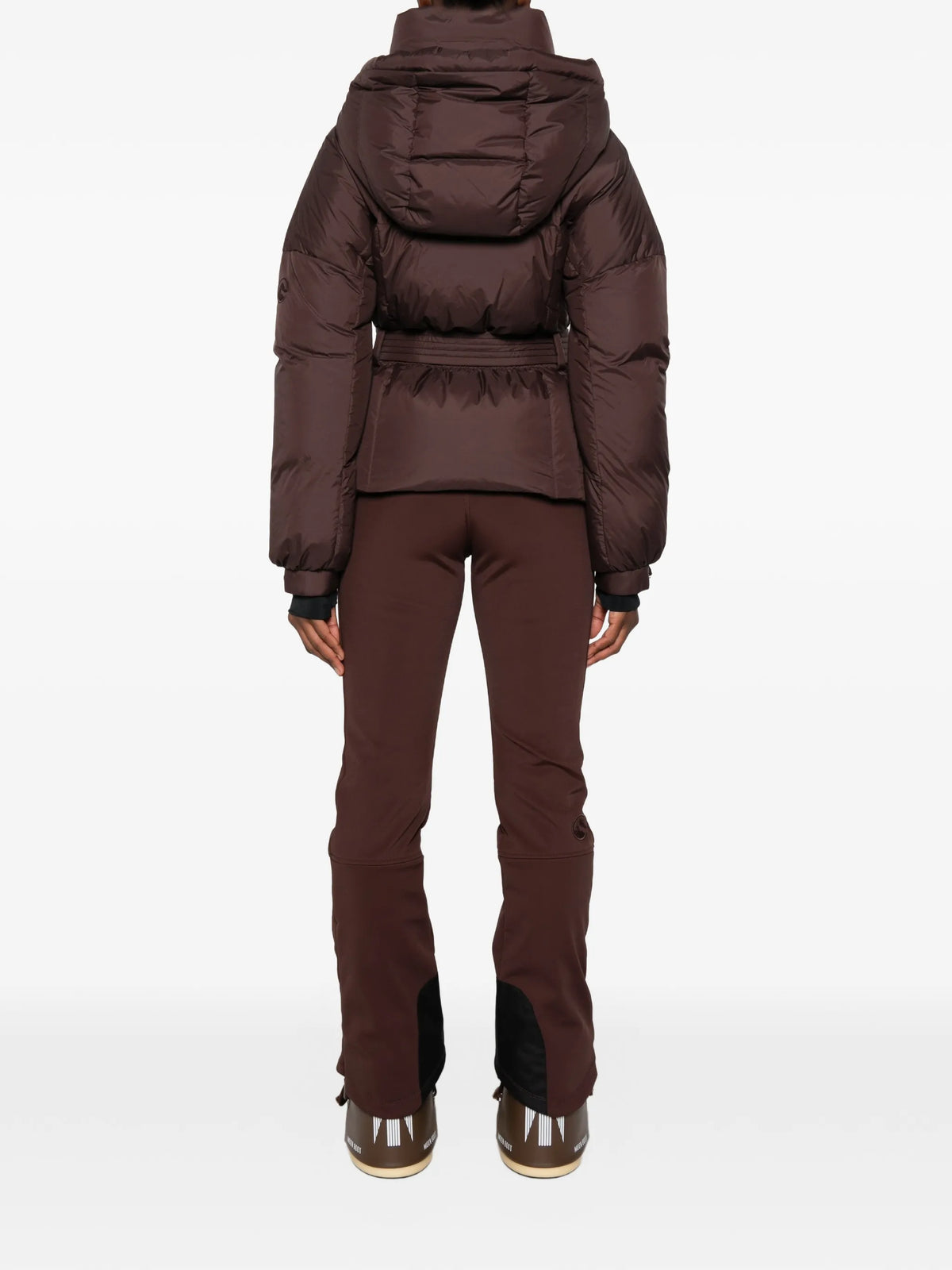belted puffer ski jacket