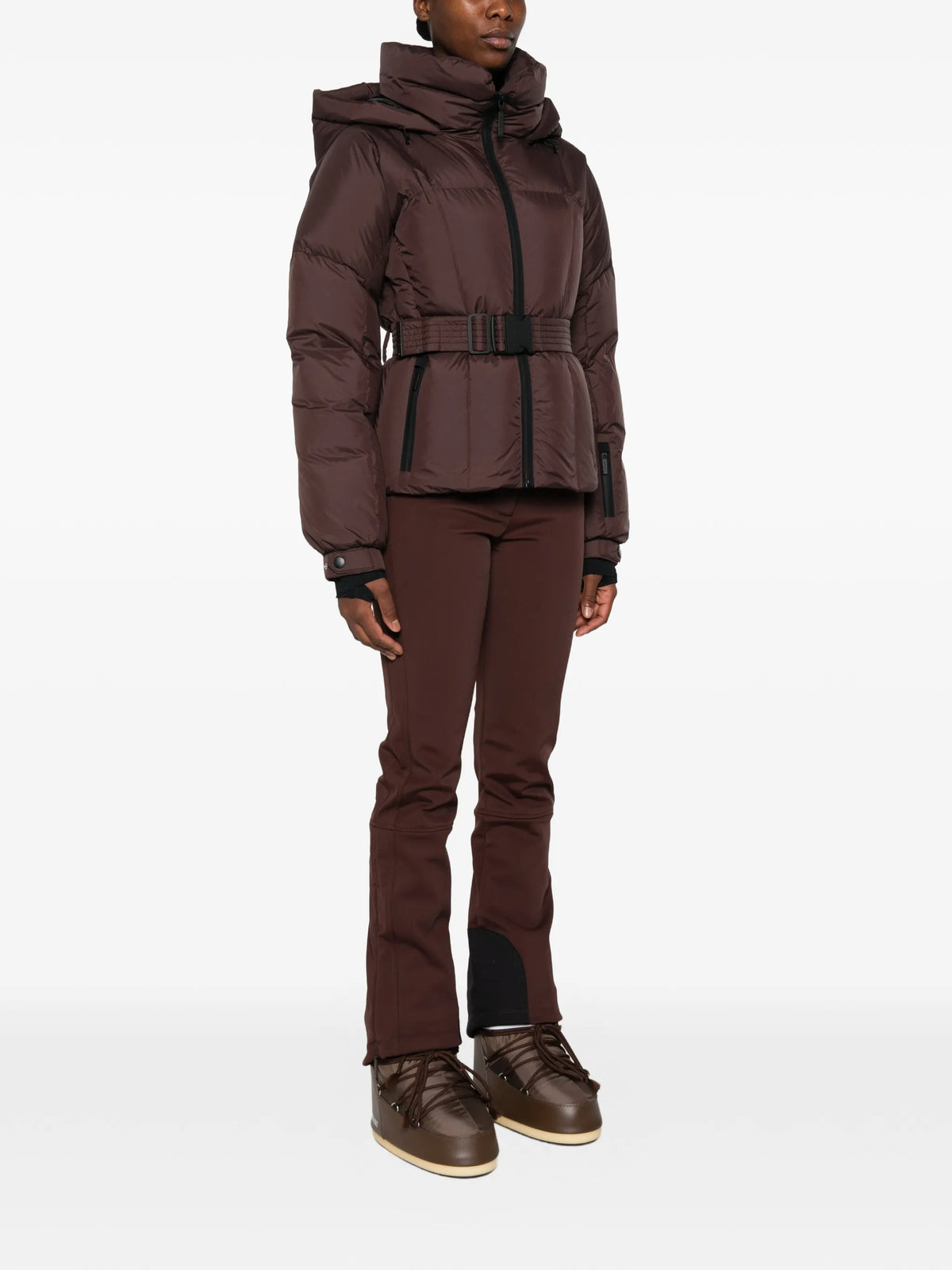 belted puffer ski jacket