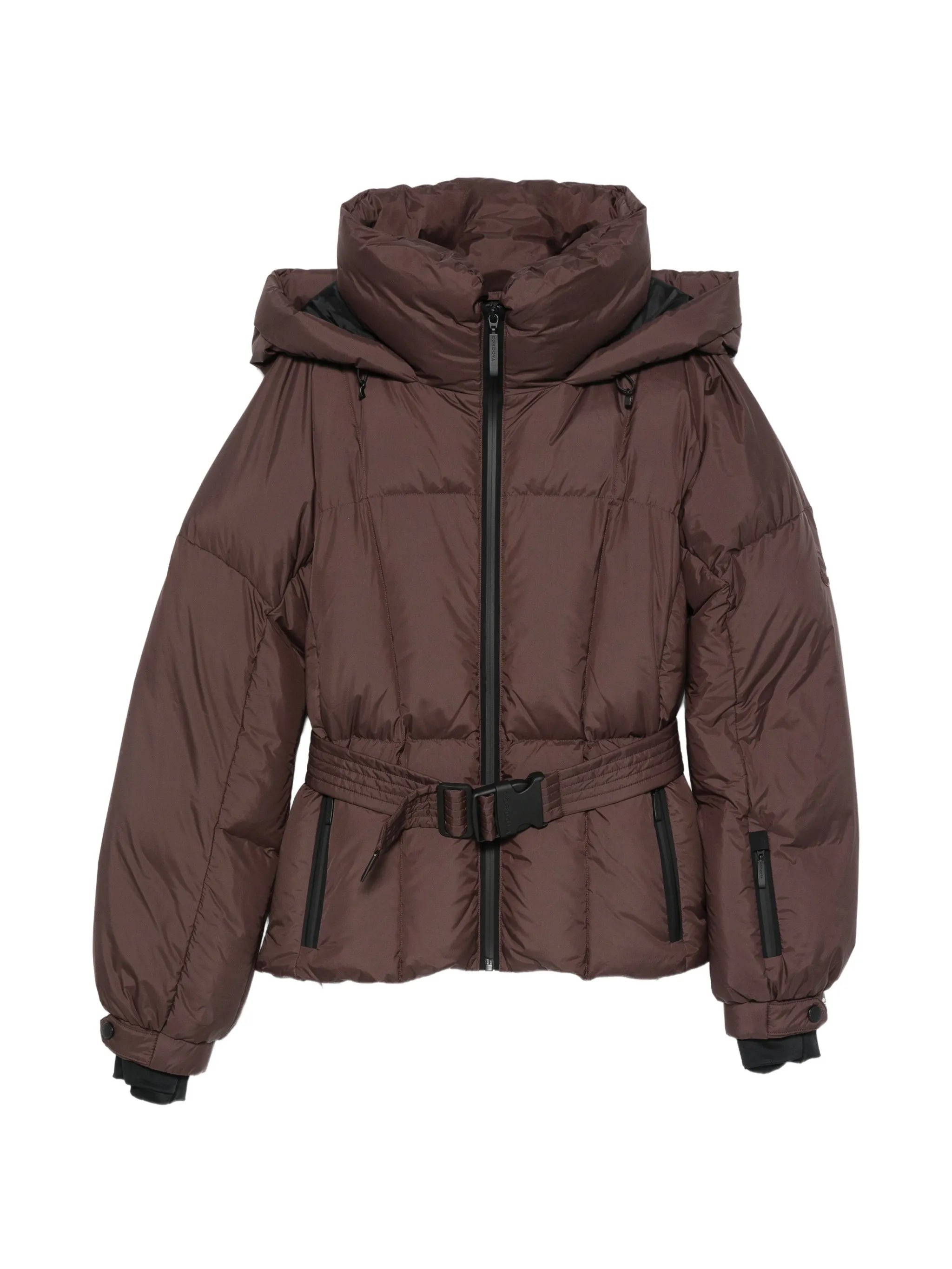 belted puffer ski jacket