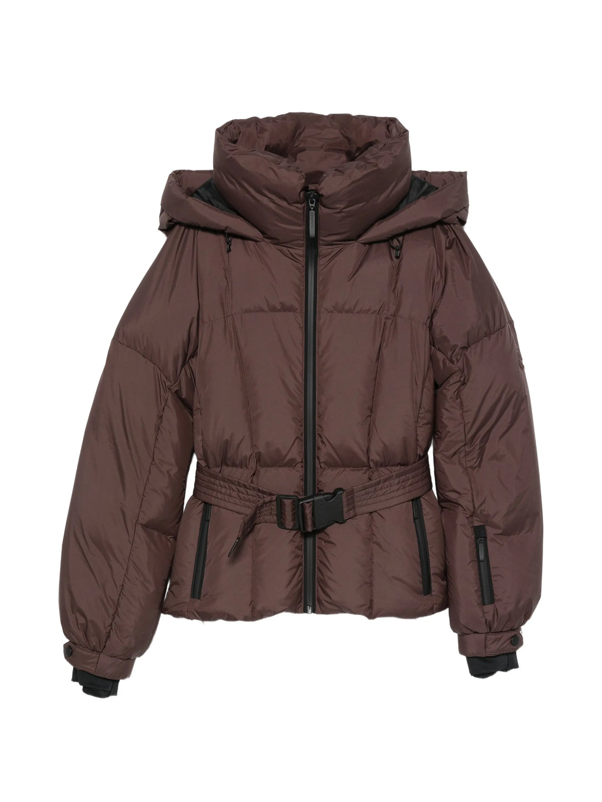 belted puffer ski jacket