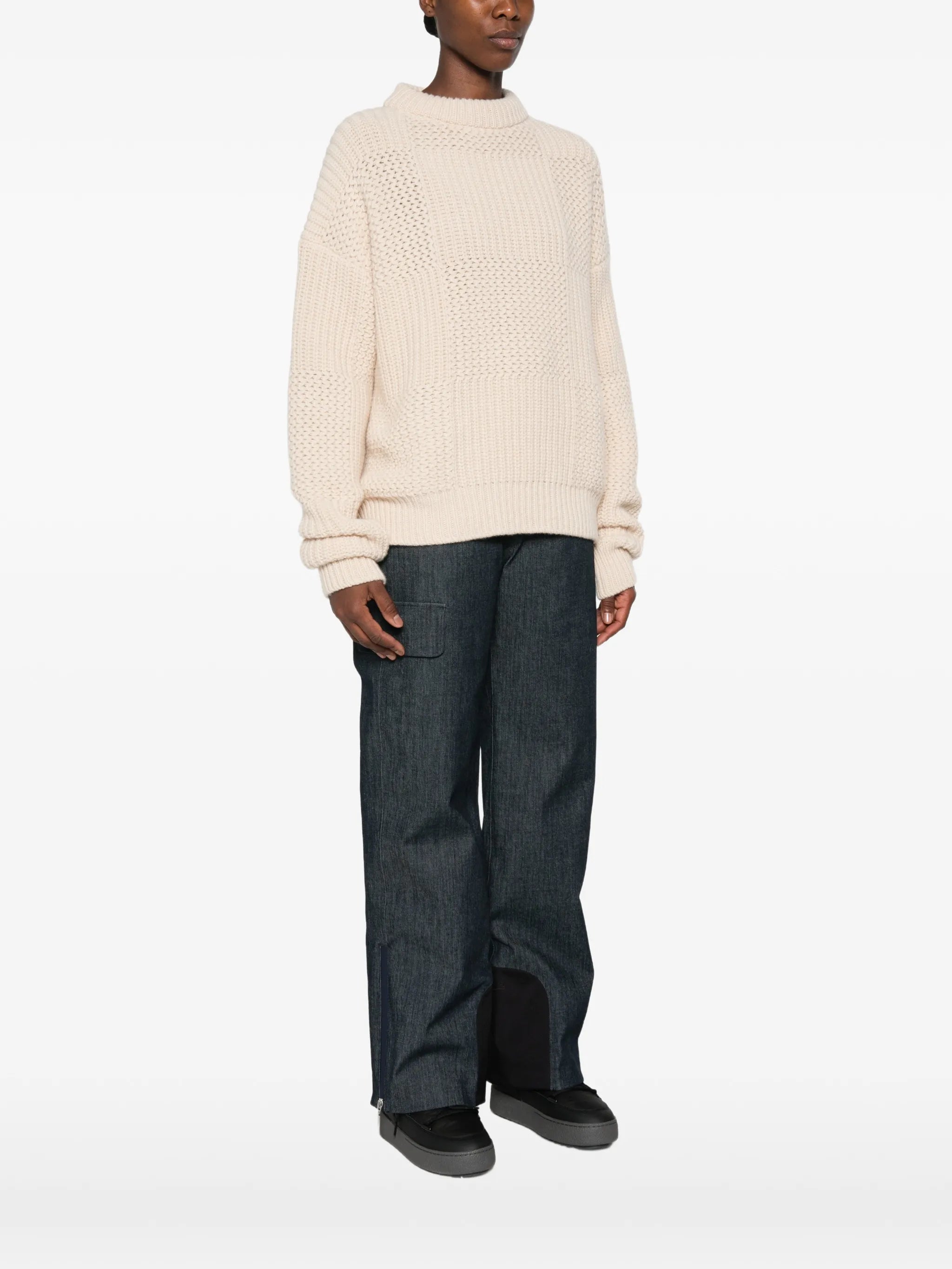 patchwork-knit sweater
