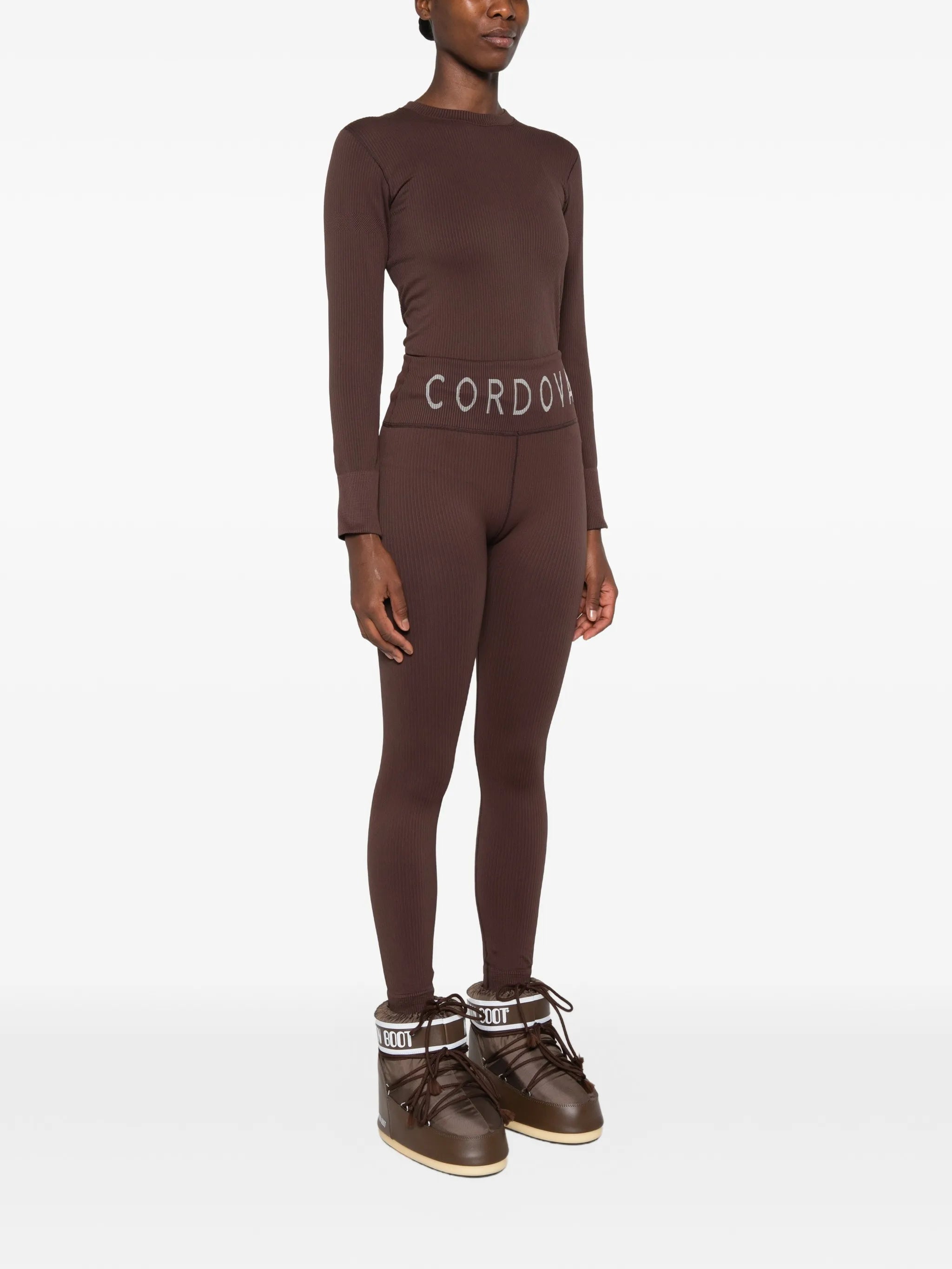 Cordova logo-waistband ribbed leggings
