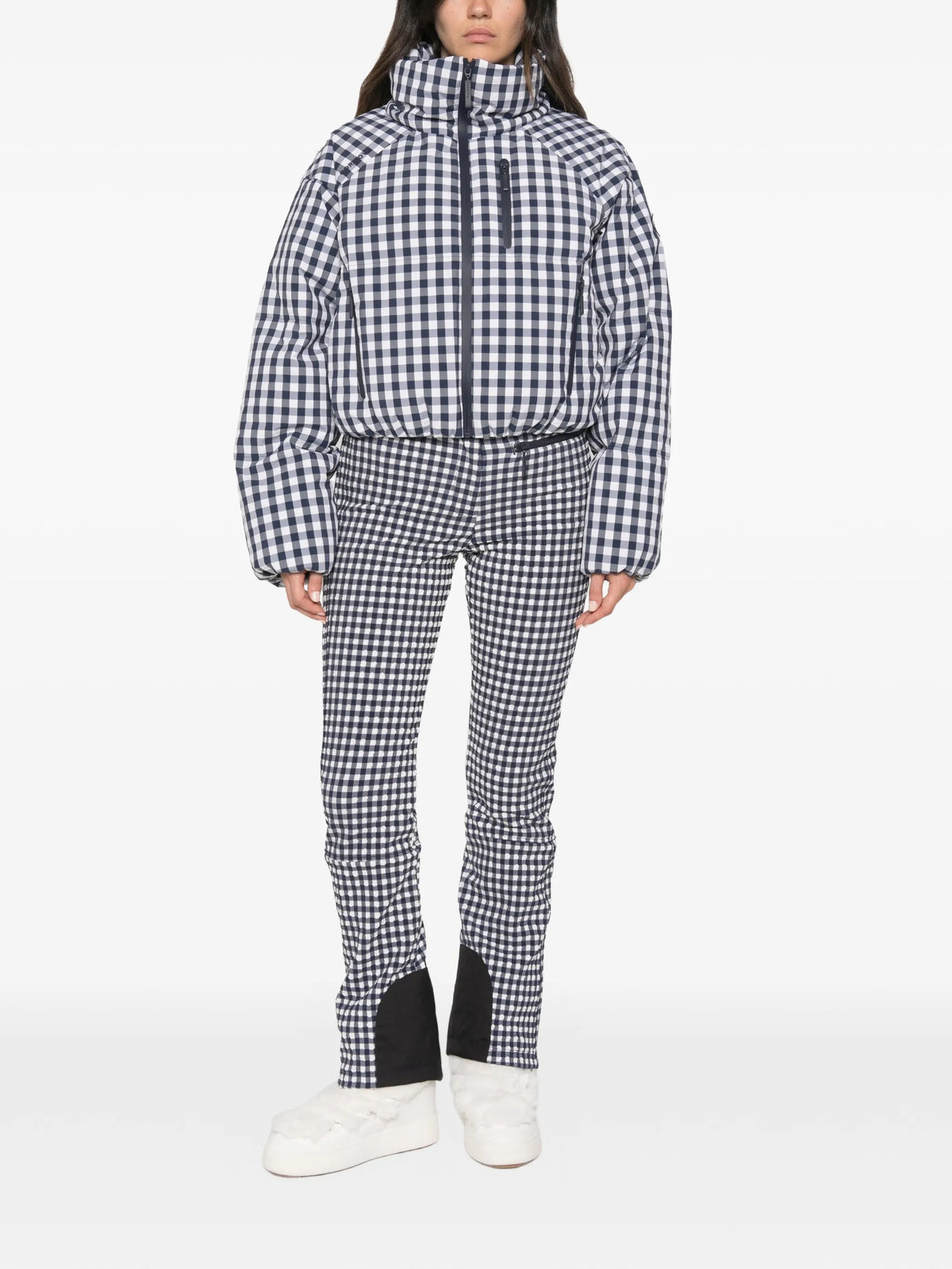 gingham-print ski pants