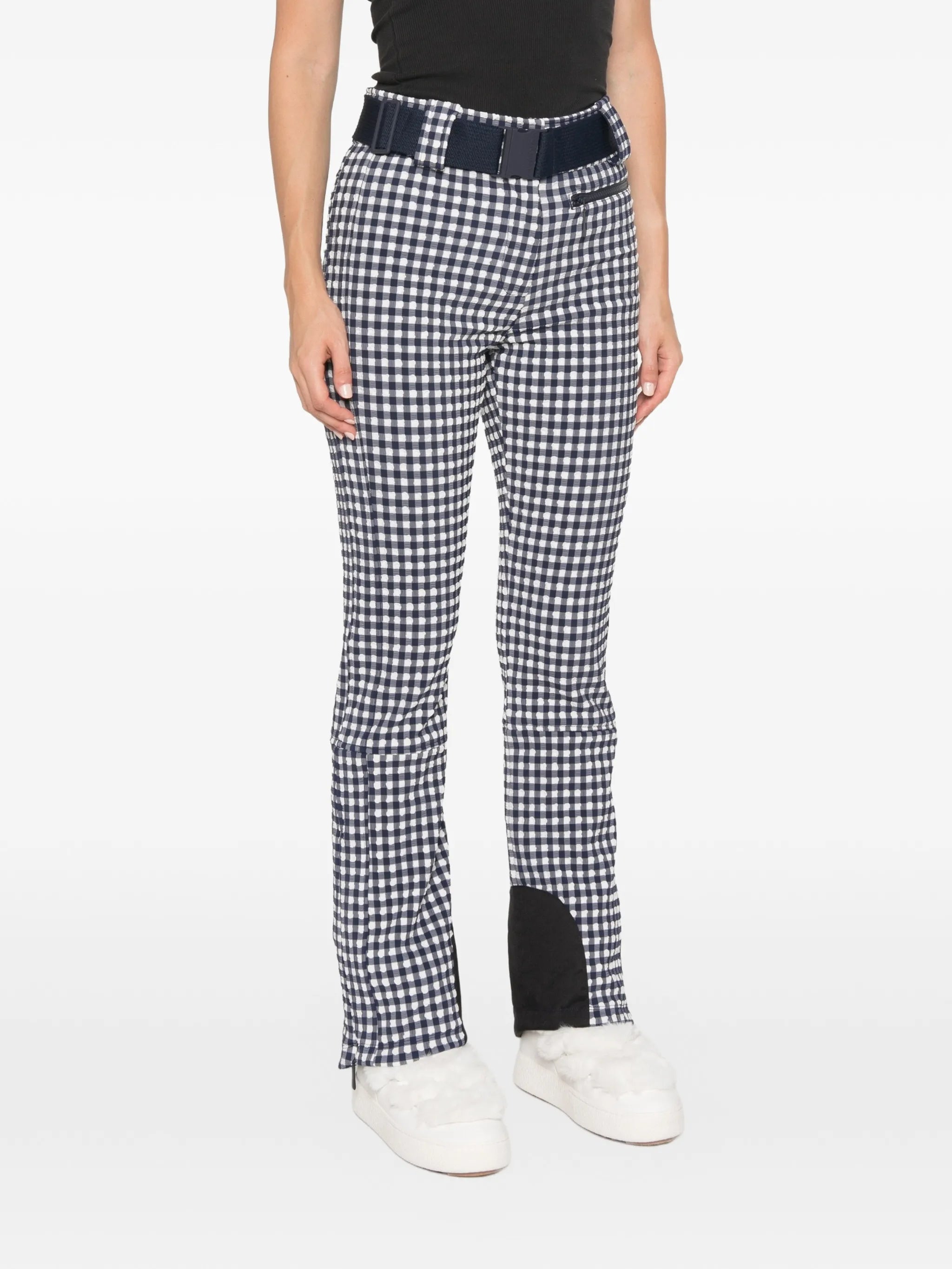 gingham-print ski pants