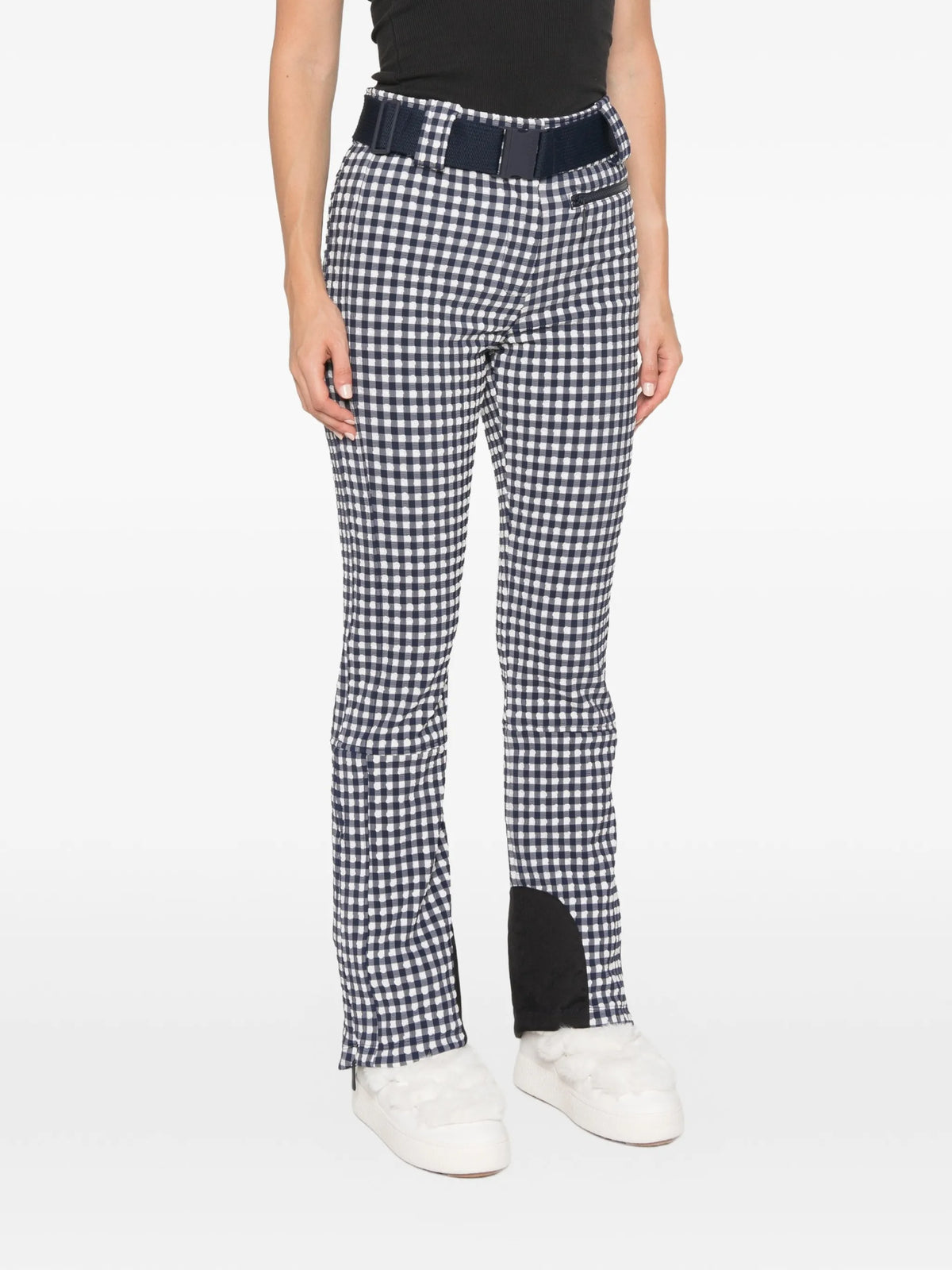 gingham-print ski pants