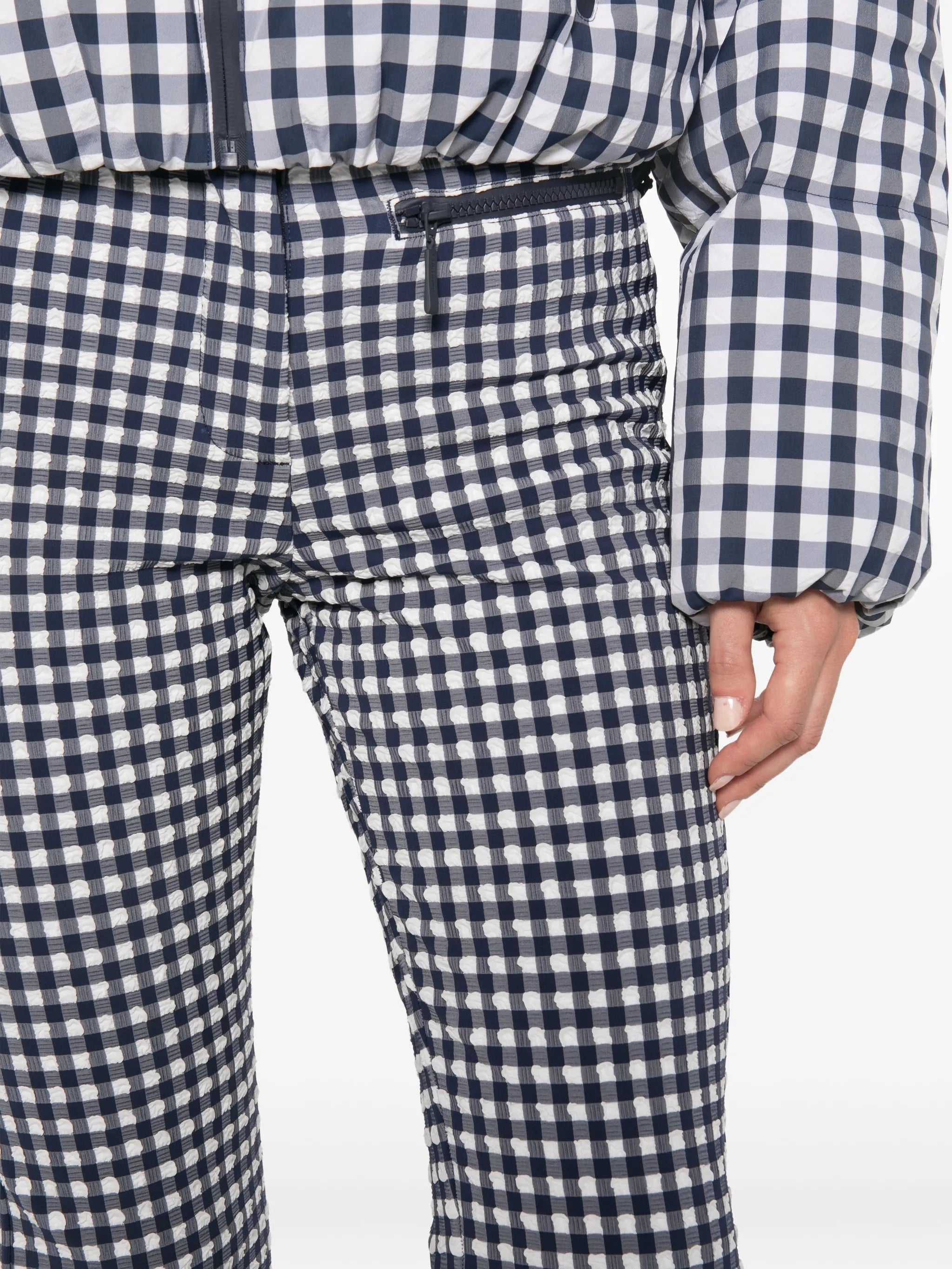 gingham-print ski pants