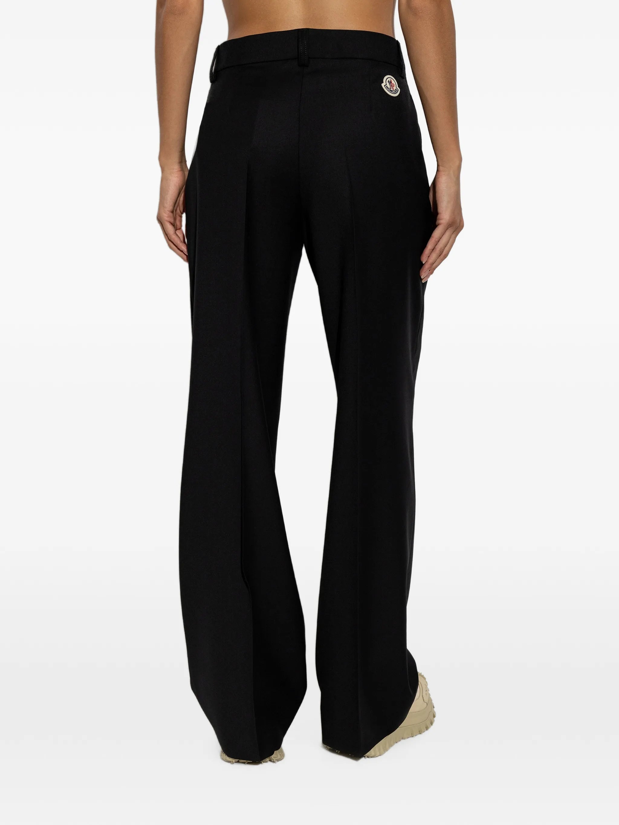 logo-patch straight-leg trousers