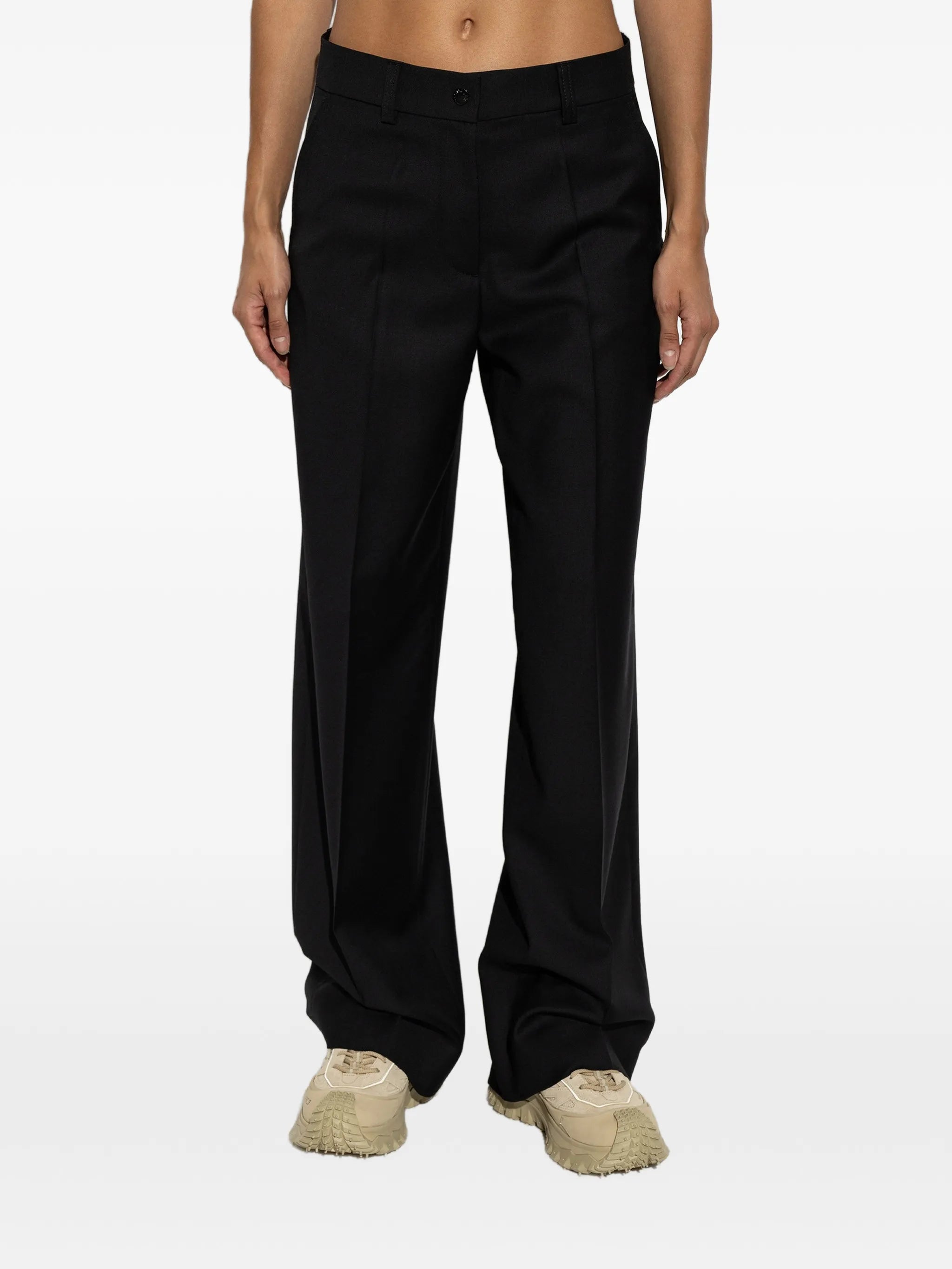 logo-patch straight-leg trousers