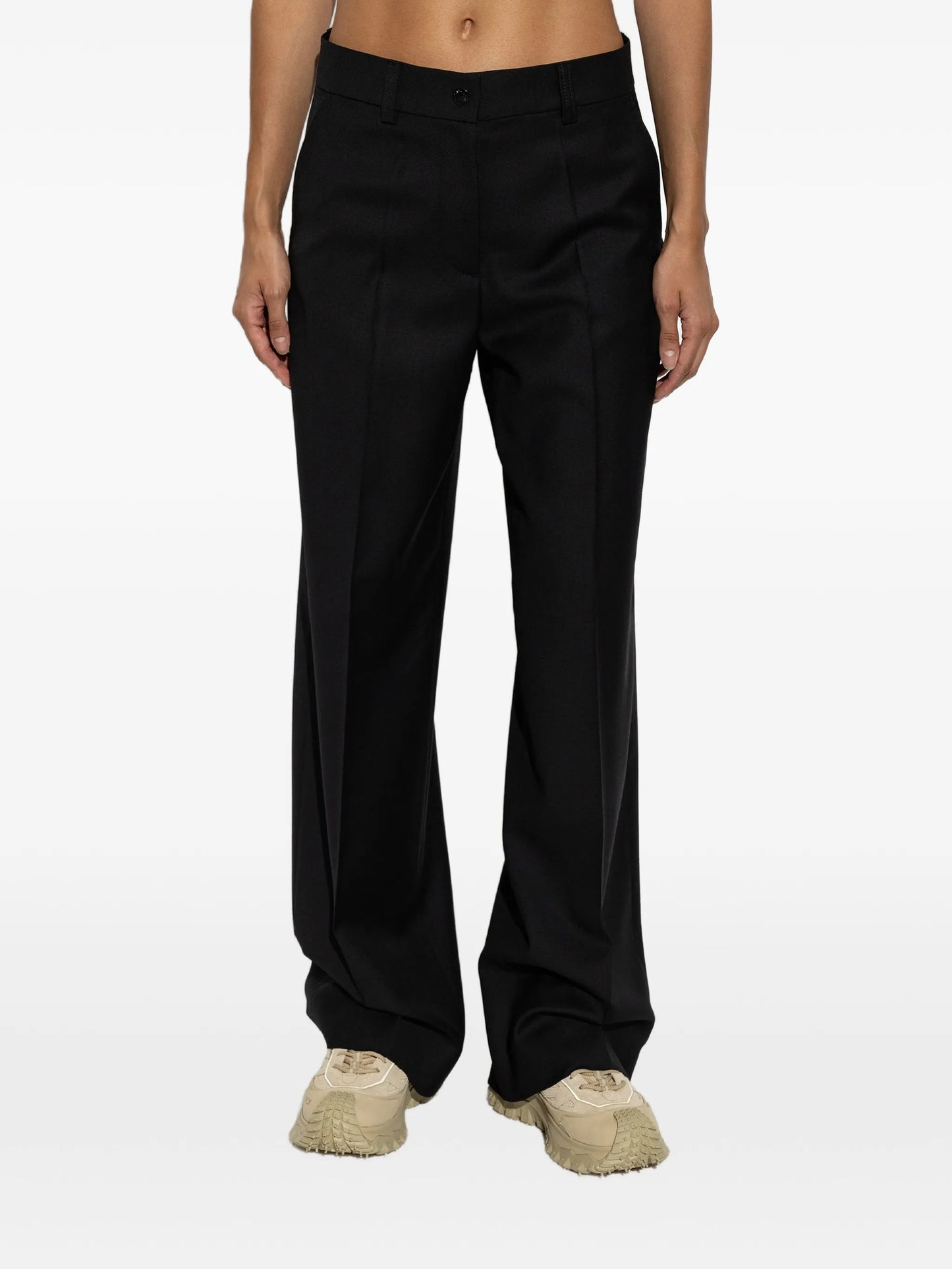 logo-patch straight-leg trousers