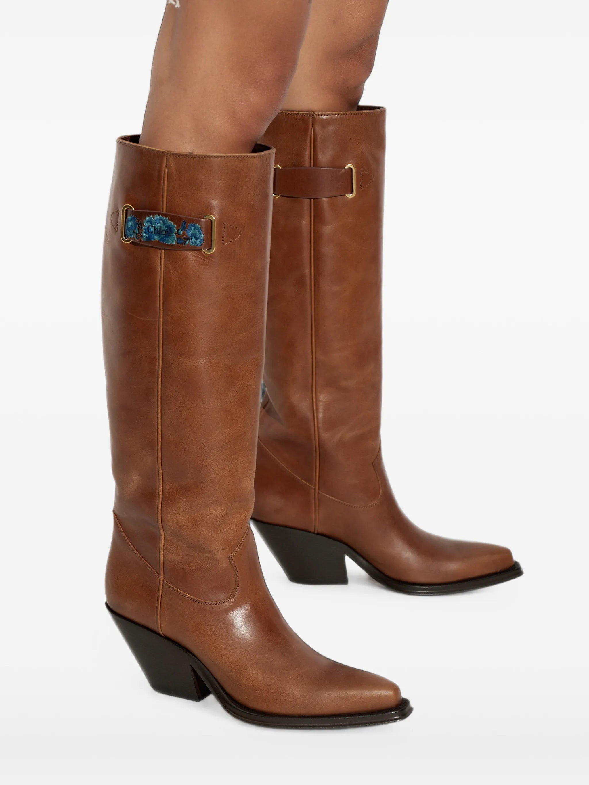 Azelan embroidered leather boots