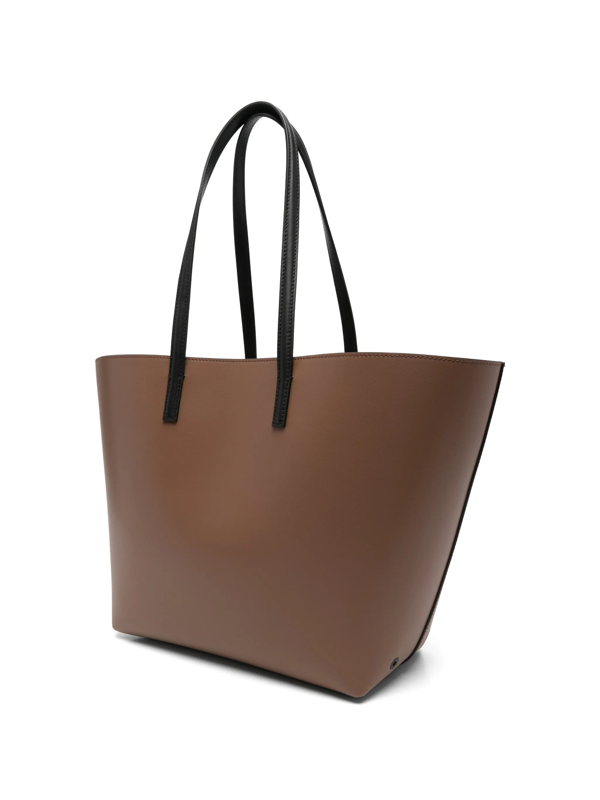 embossed-logo leather tote bag