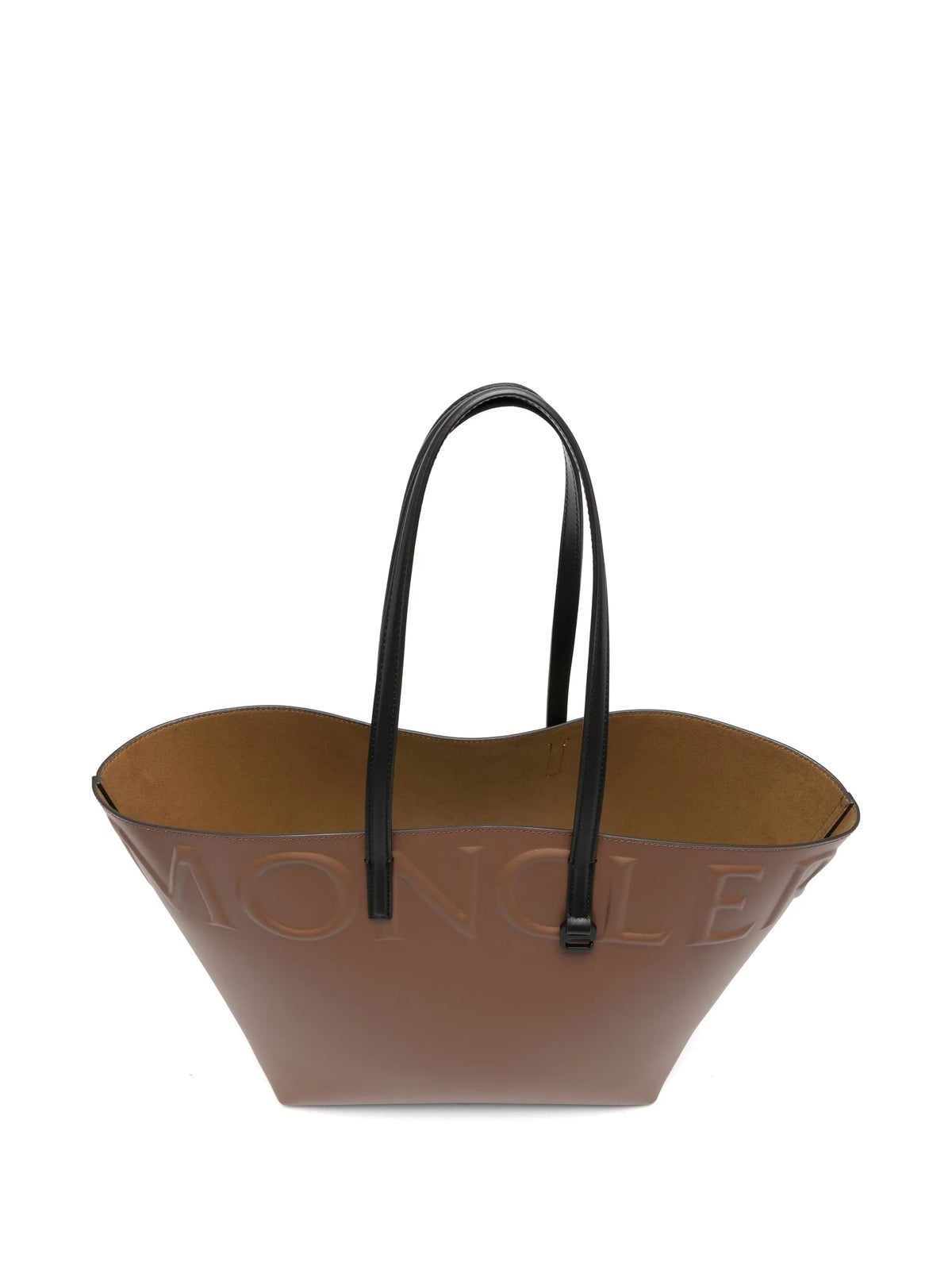 embossed-logo leather tote bag
