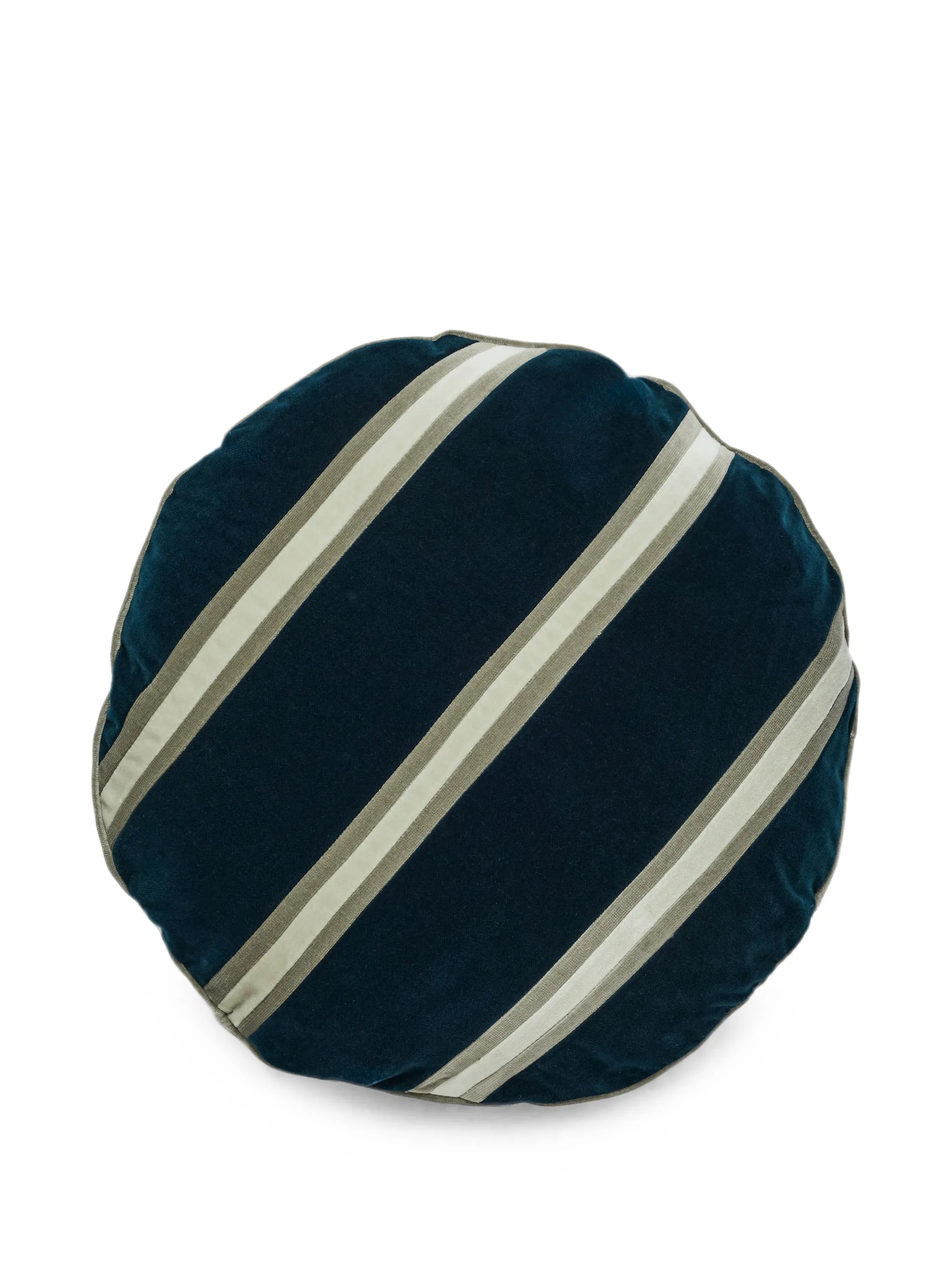 Faith striped velvet round-shaped cushion