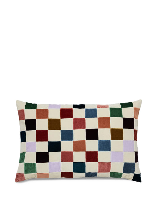 Quinn checkered velvet cushion