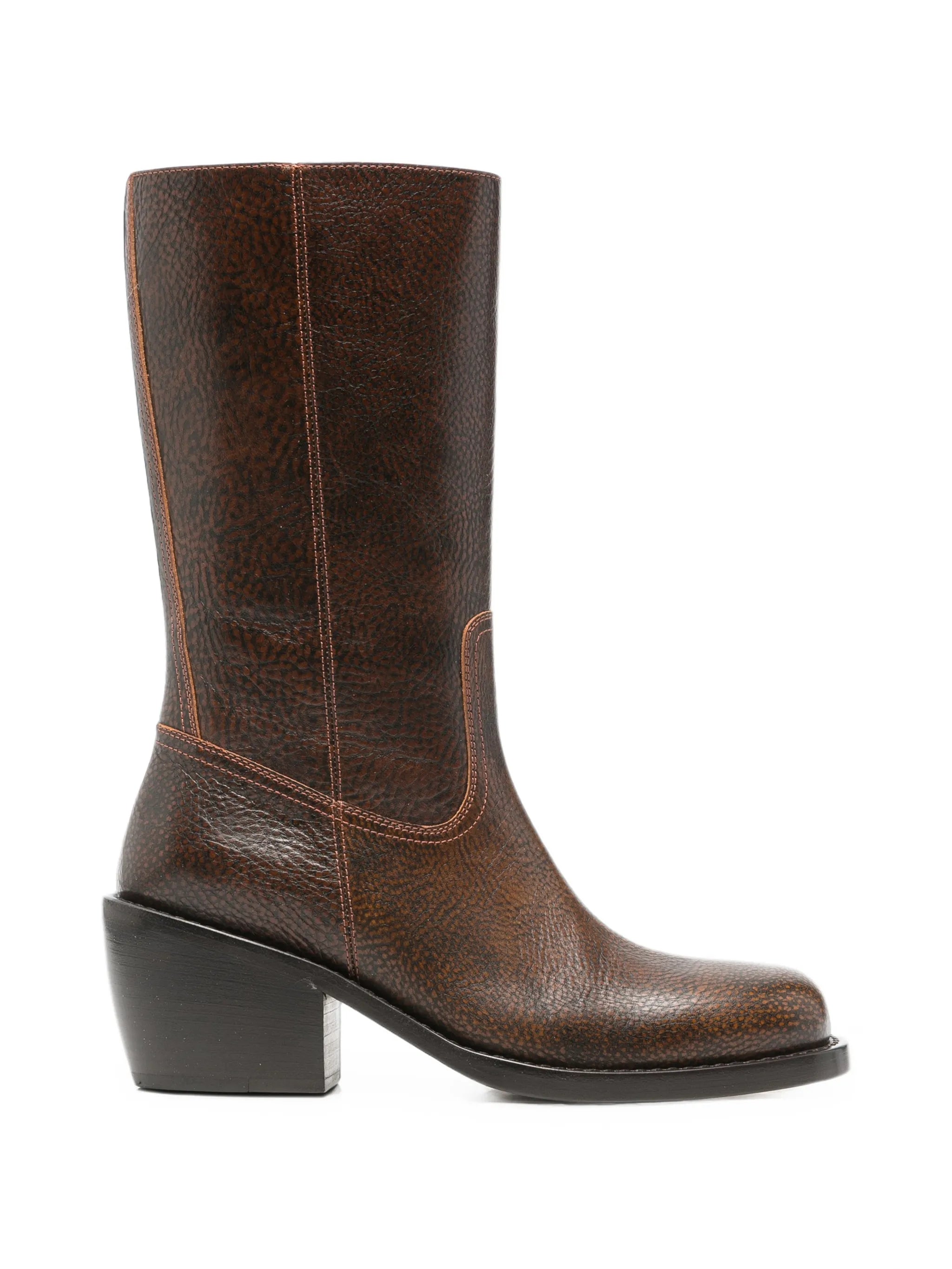 grained-leather mid-calf boots
