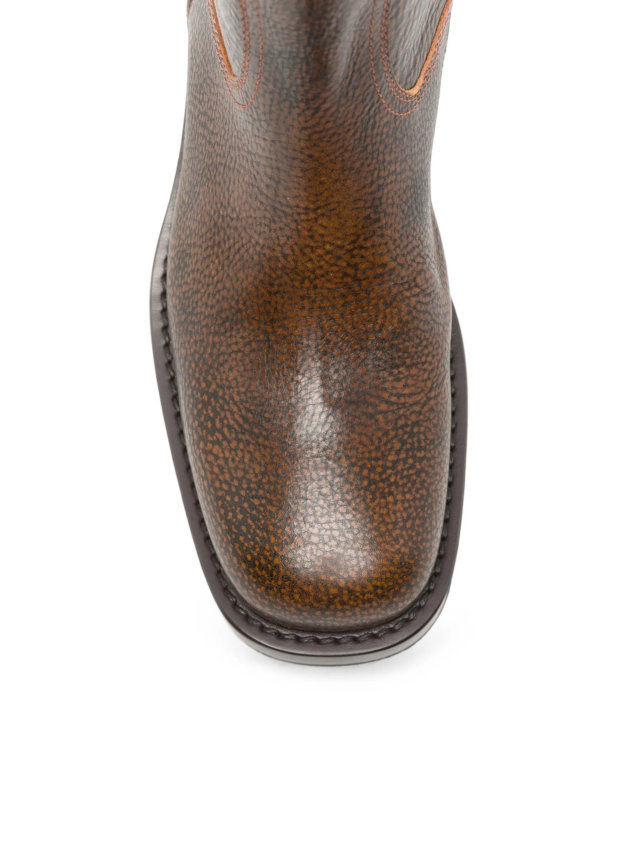 grained-leather mid-calf boots