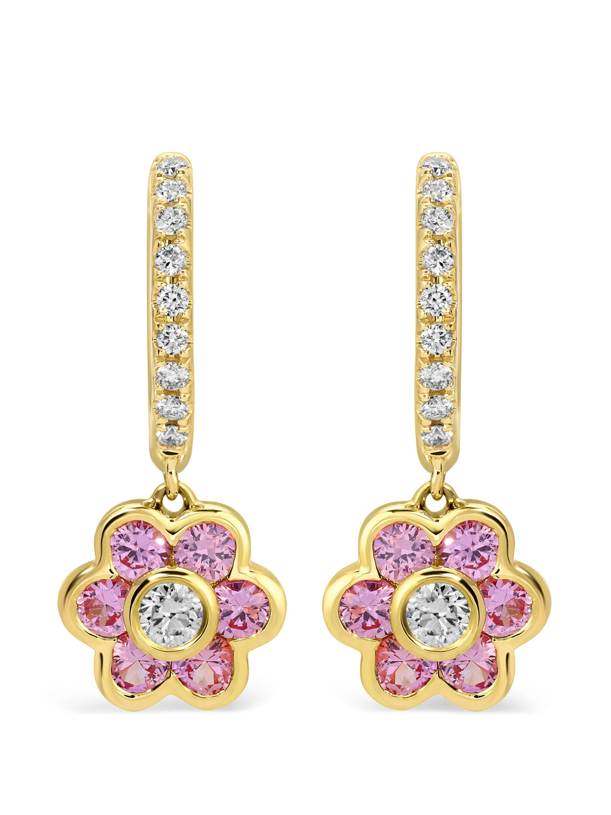Flora pink sapphire and diamond earrings