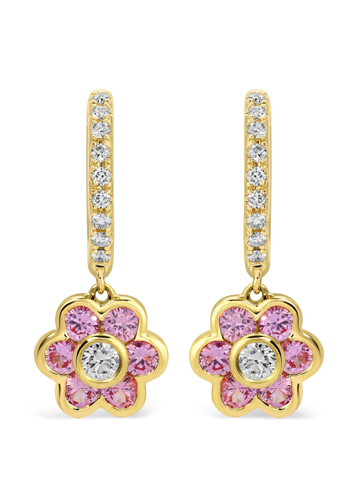 Flora pink sapphire and diamond earrings