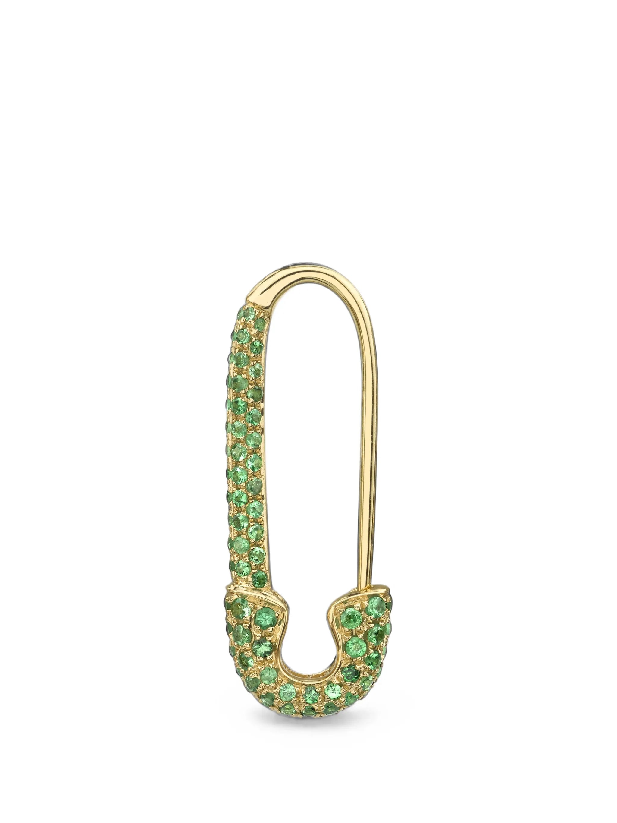 tsavorite safety pin earring