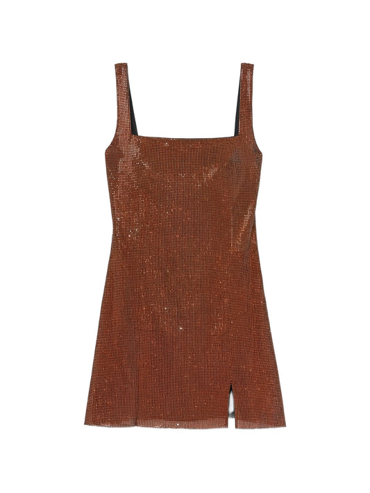 crystal-embellished chainmail mini dress