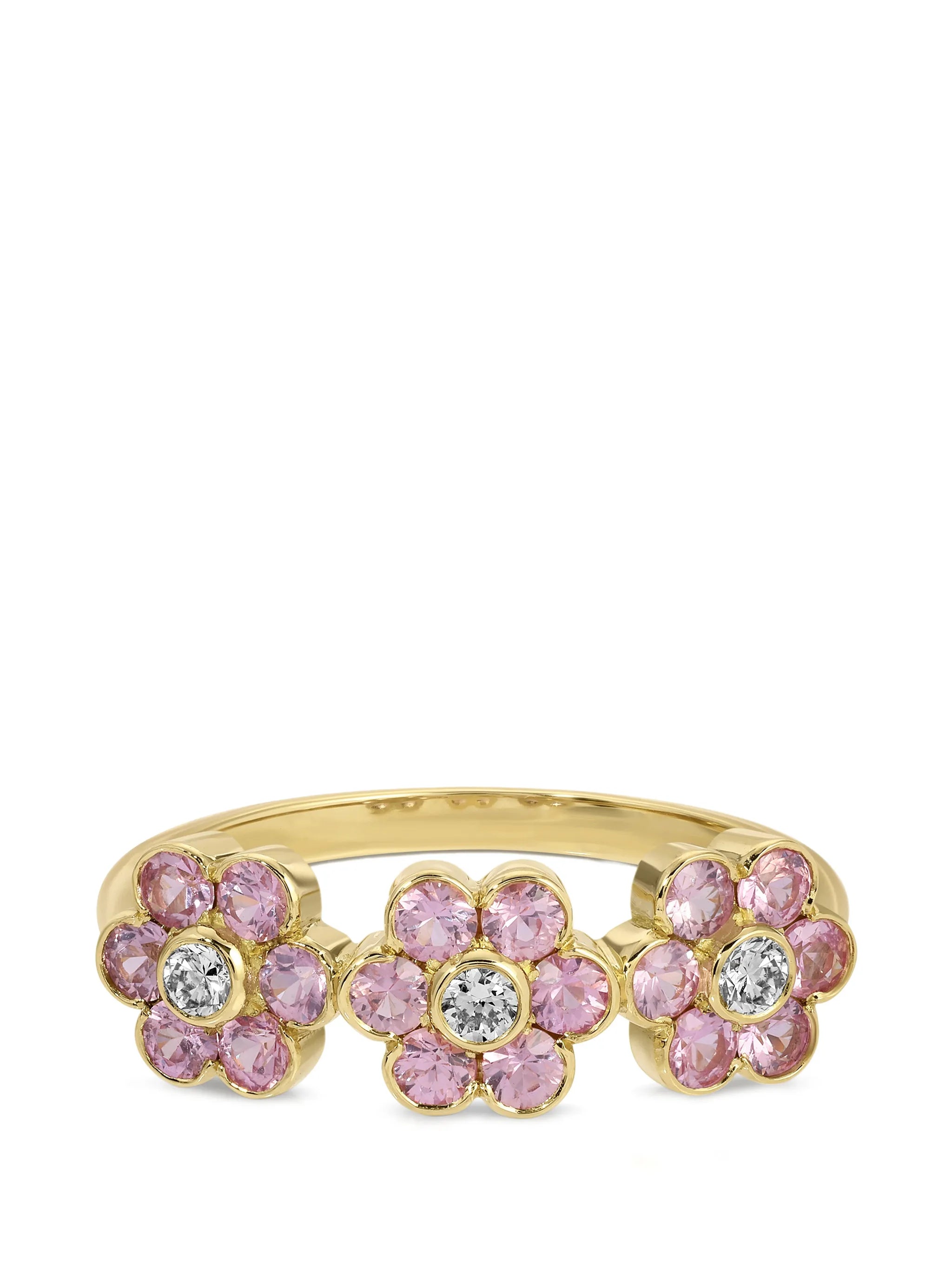 Flora pink sapphire and diamond ring
