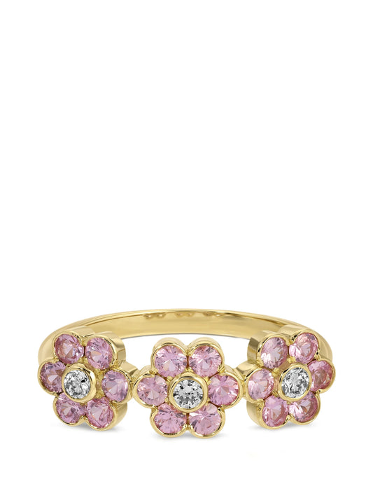 Flora pink sapphire and diamond ring