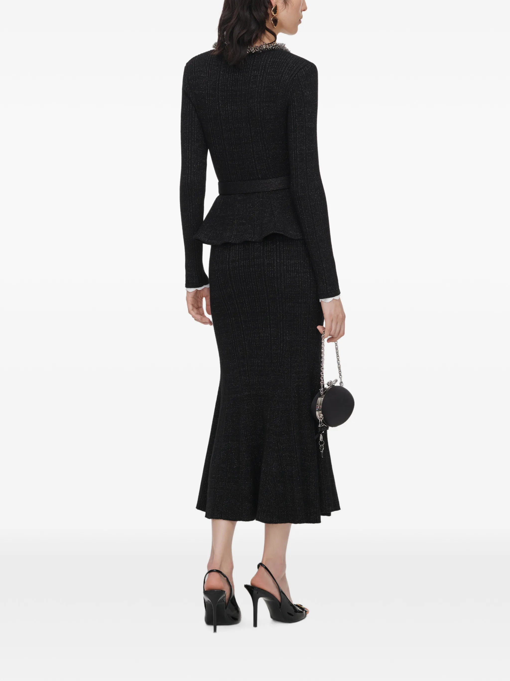 bead-embellished ribbed-knit midi dress